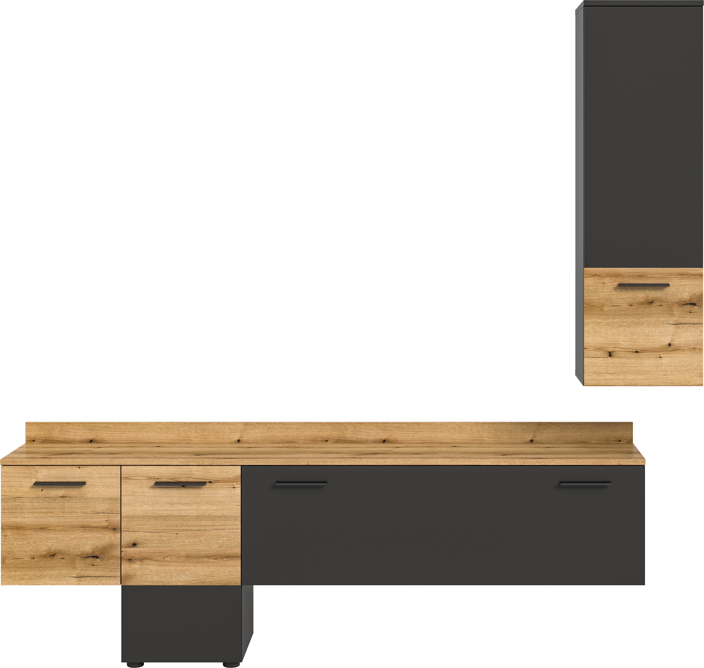 INOSIGN Wohnwand »Laport, Breite 195cm, inkl. 1 Lowboard mit indirekter Beleuchtung &«, (2 St.), 1 Hängeschrank, TV-Wand, TV-Möbel, Mediawand, Wohnkombination