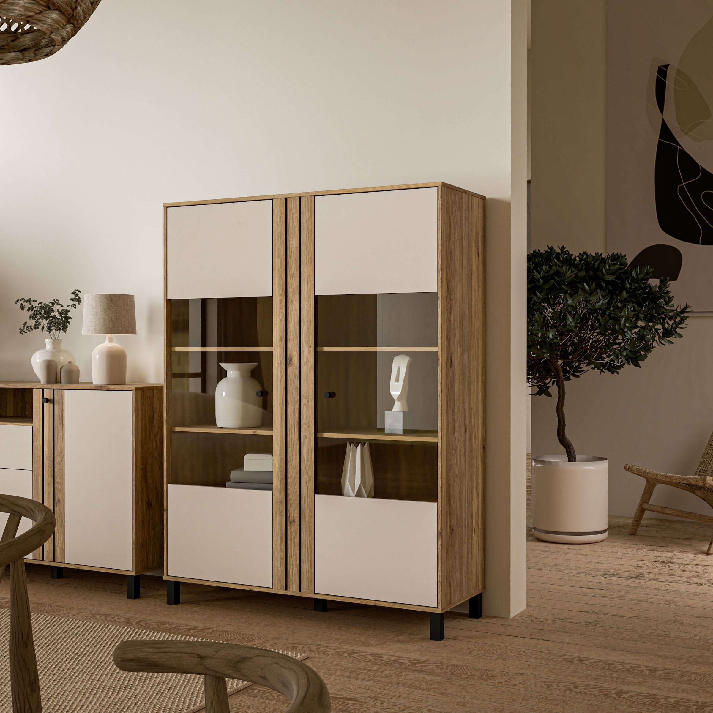 FORTE Highboard "Killarney", Highboardvitrine, Stauraum, Soft Close