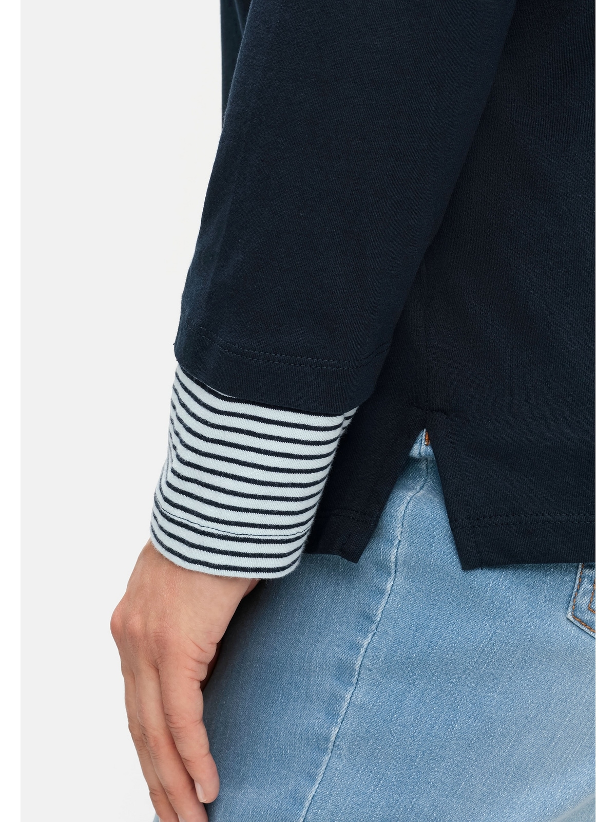 Sheego Langarmshirt »Große Größen«, mit Streifendetails, im Layerlook  bestellen | BAUR
