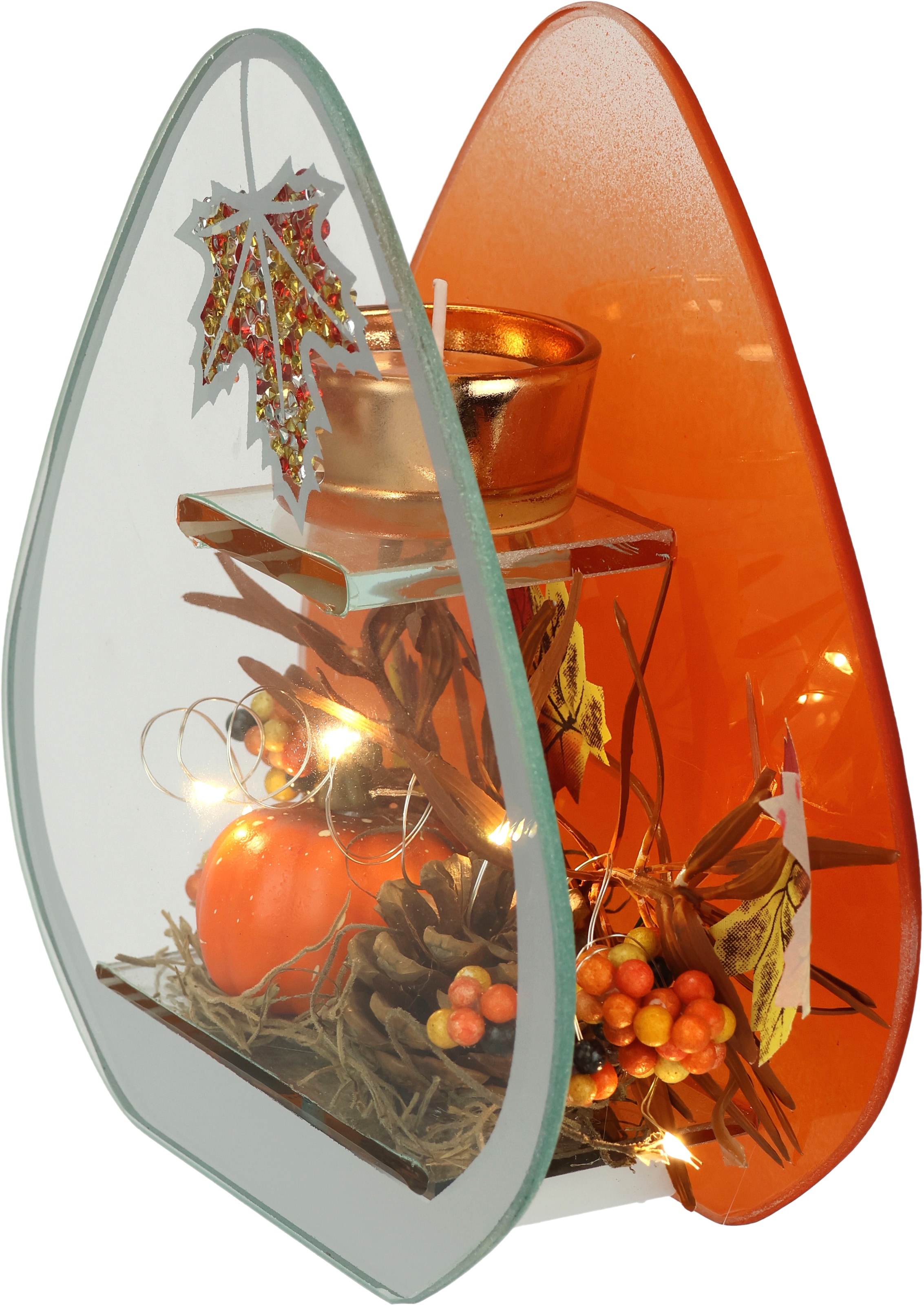 Teelichthalter »Teelichthalter aus Glas mit Teelichtkerze«, (1 St.), Herbstlich...