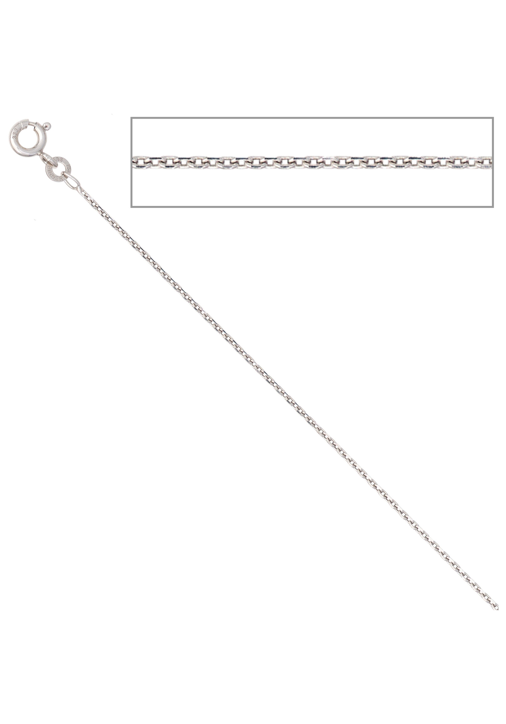 JOBO Goldkette, Ankerkette 585 Weißgold 45 cm 1,3 mm