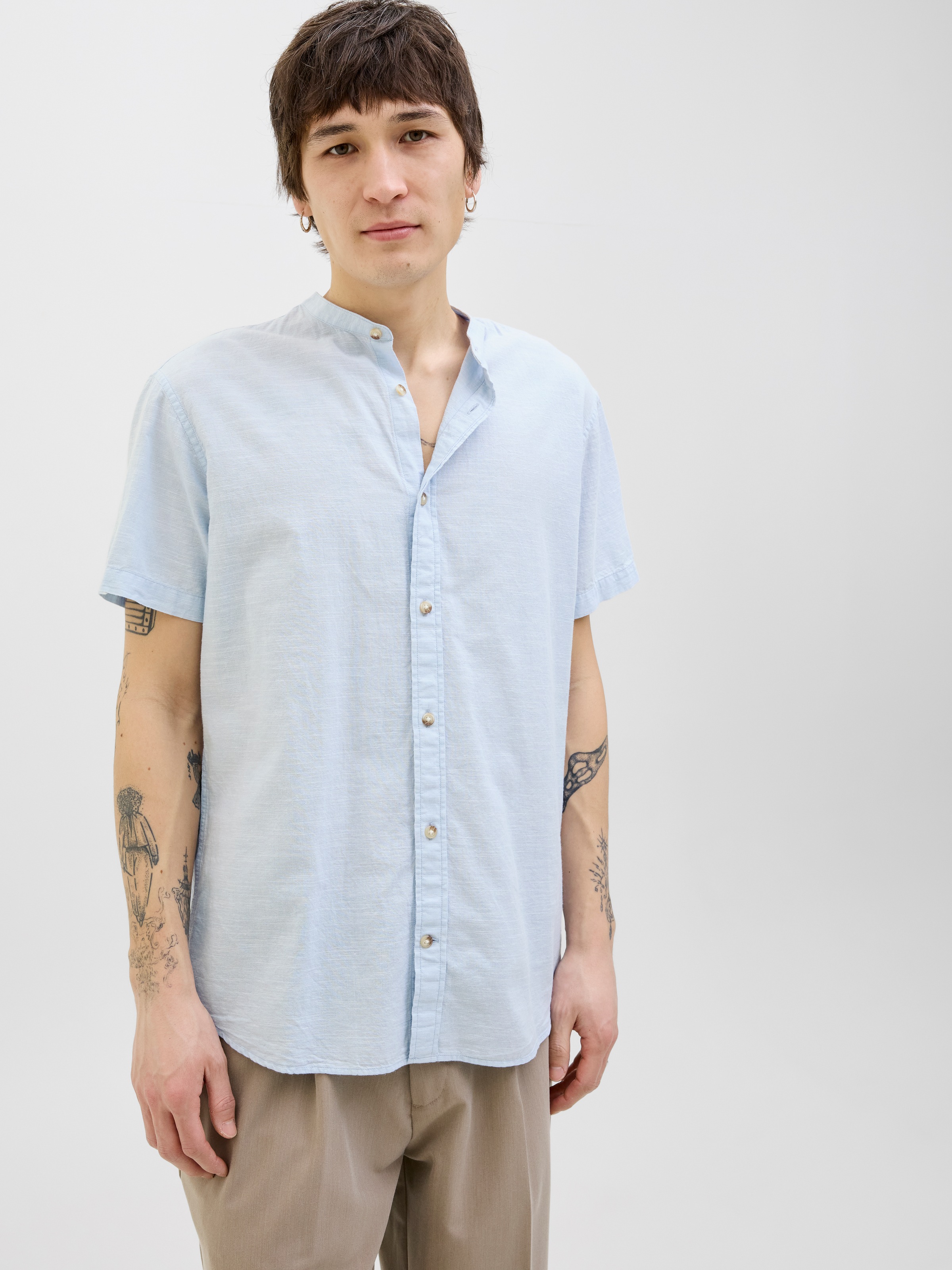Jack & Jones Kurzarmhemd »JJESUMMER BAND SHIRT SS SN«, mit Bandkragen