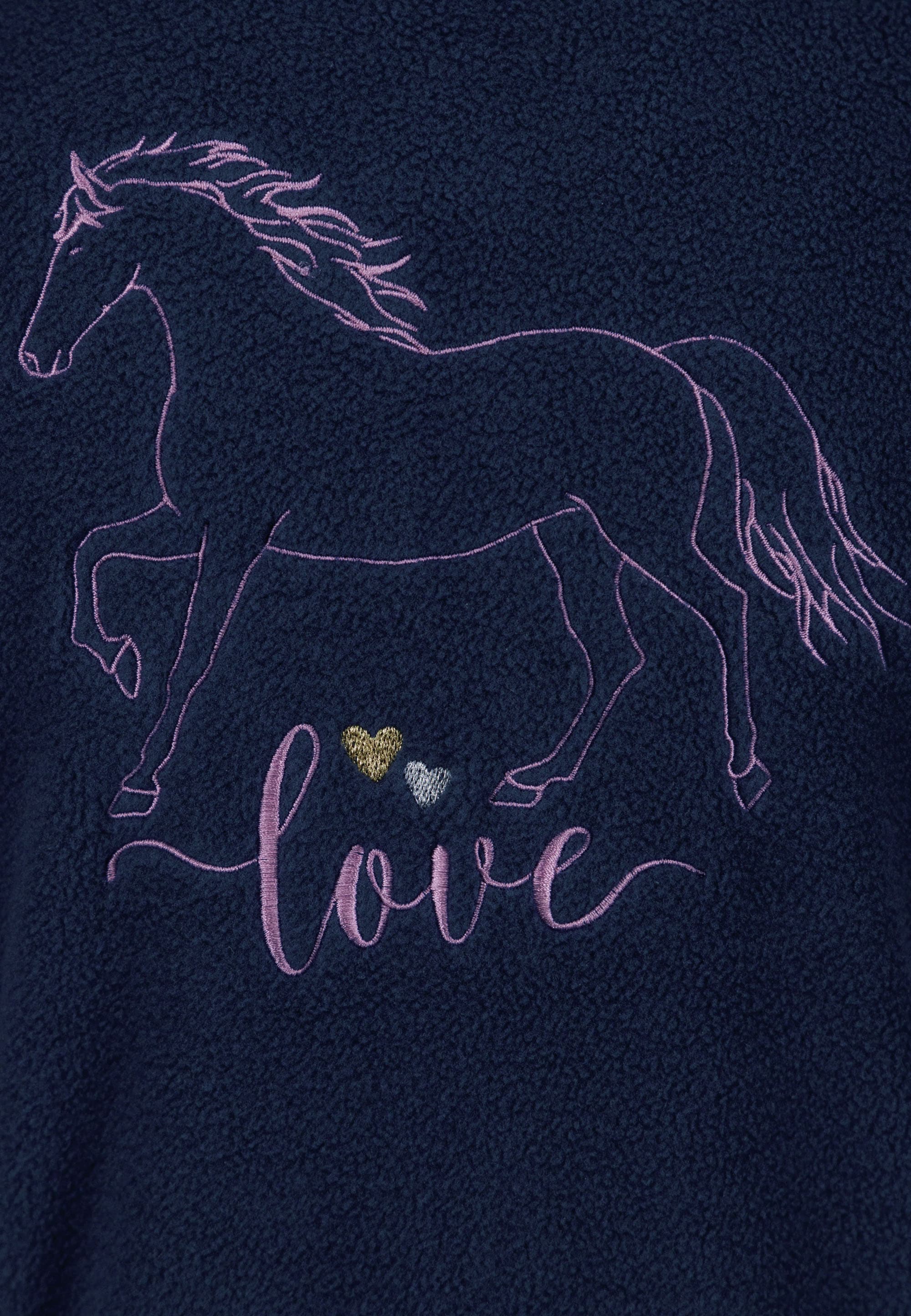 SALT AND PEPPER Fleecejacke »Wild Horses«, mit moderner Pferde Stickerei