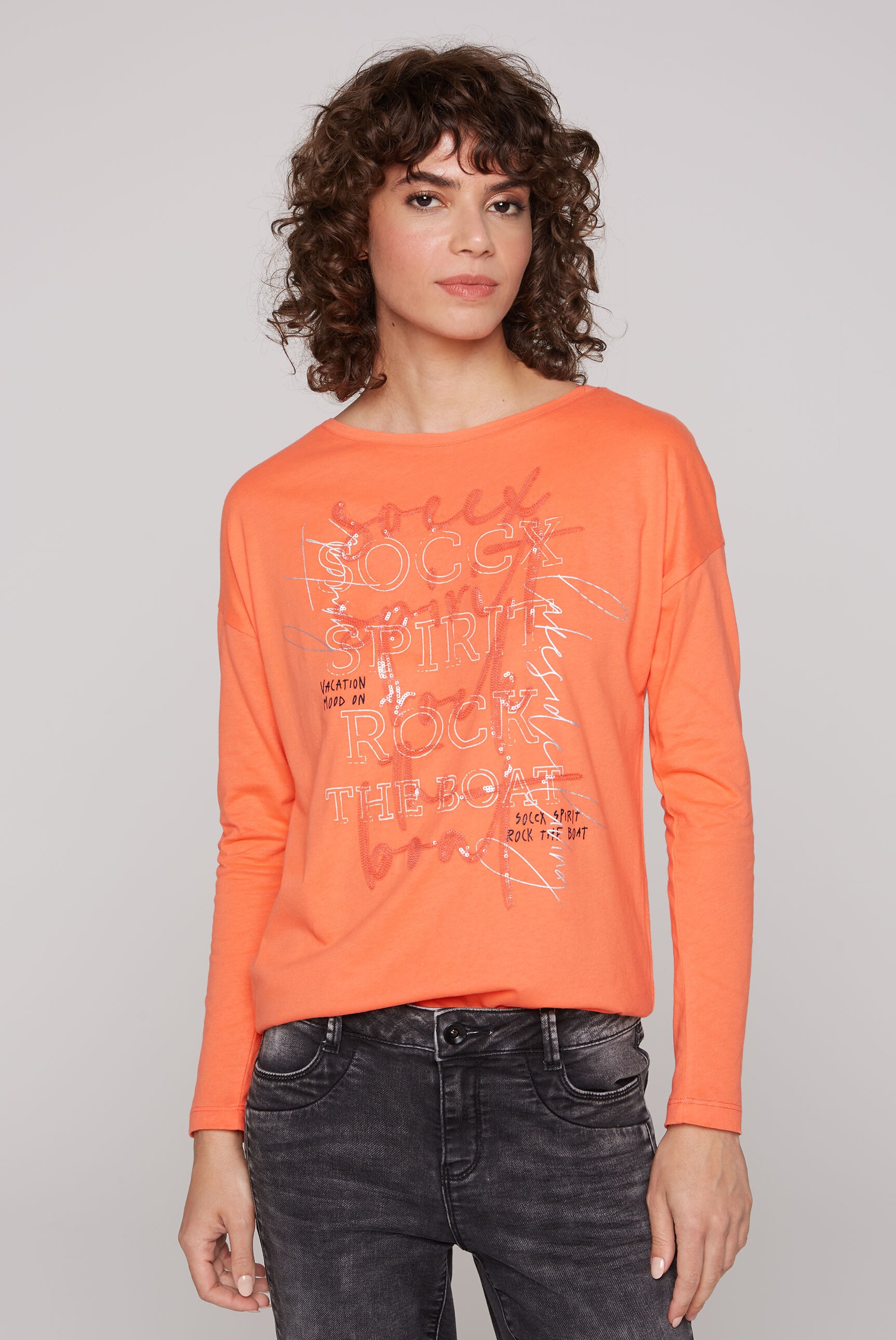 SOCCX Langarmshirt, mit Baumwolle