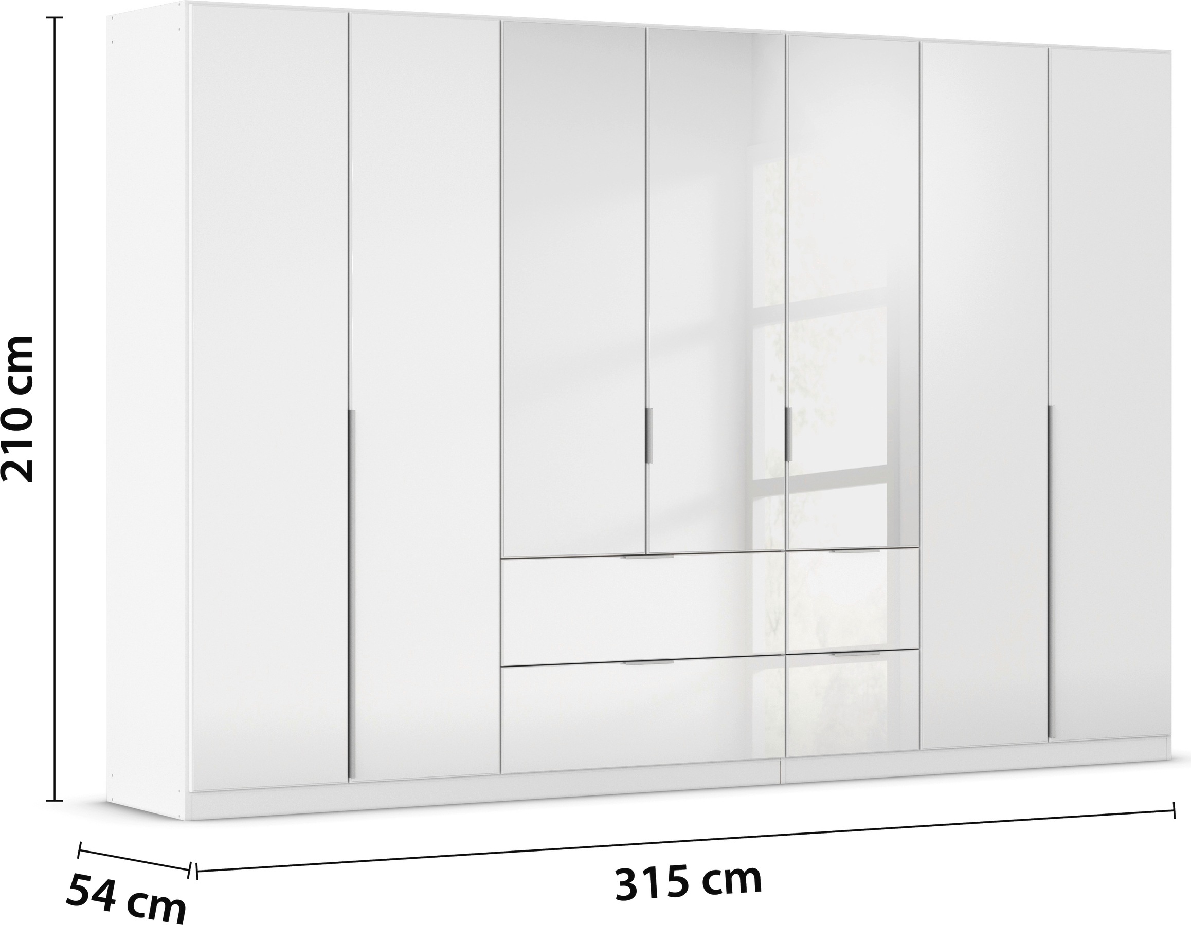 rauch Drehtürenschrank »Kleiderschrank Kleiderschränke Schrank Garderobe AGORDO mit Glasfront«, (in zwei Griff-Farben mit Glasfront), mit Außenschubkästen, in 6 Breiten und 2 Höhen MADE IN GERMANY
