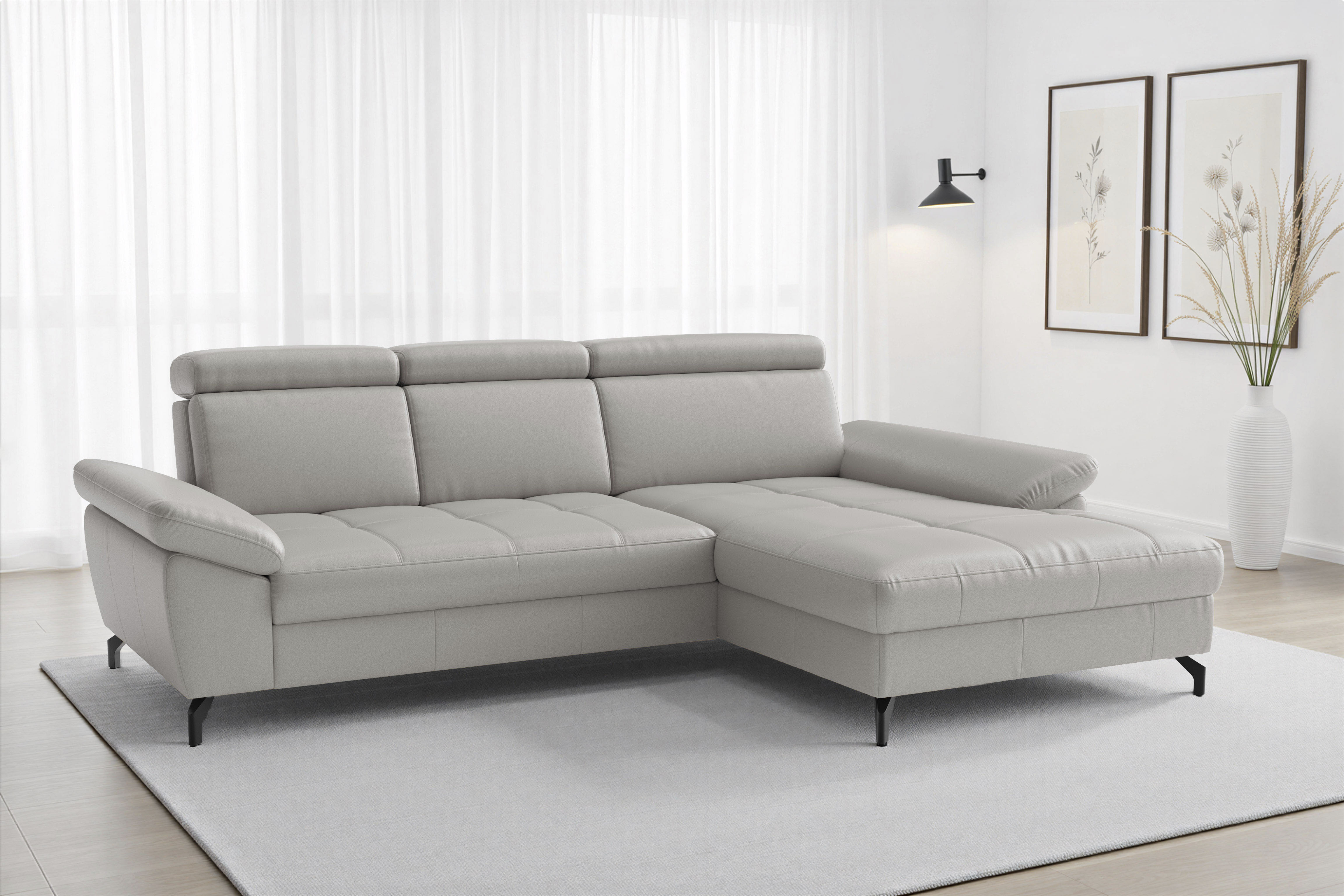 sit&more "Vanity L-Form, Leder, B: 264 cm, mit Sitz-, Kopf u. Armteilverstellung" Couch optional mit Schlaffunktion & Bettkasten, in Leder