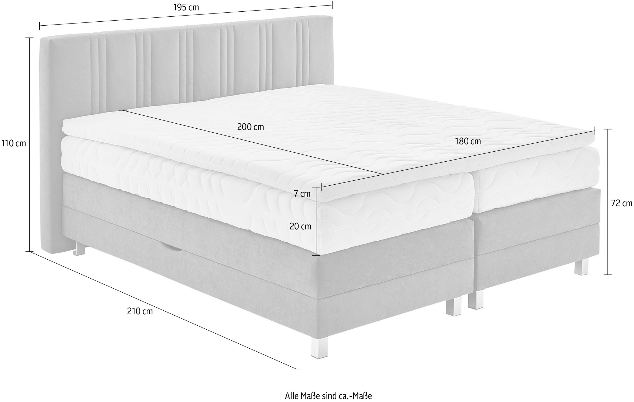 Westfalia Schlafkomfort Boxspringbett, wahlweise mit Bettkasten und Topper