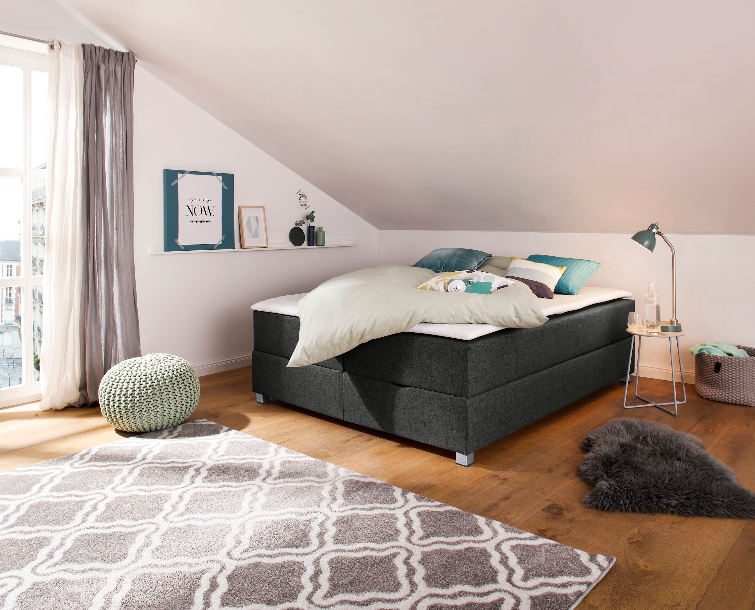 Home affaire Boxbett "Alexis" ohne Kopfteil - ideal für Räume mit Dachschrägen; in 4 Breiten
