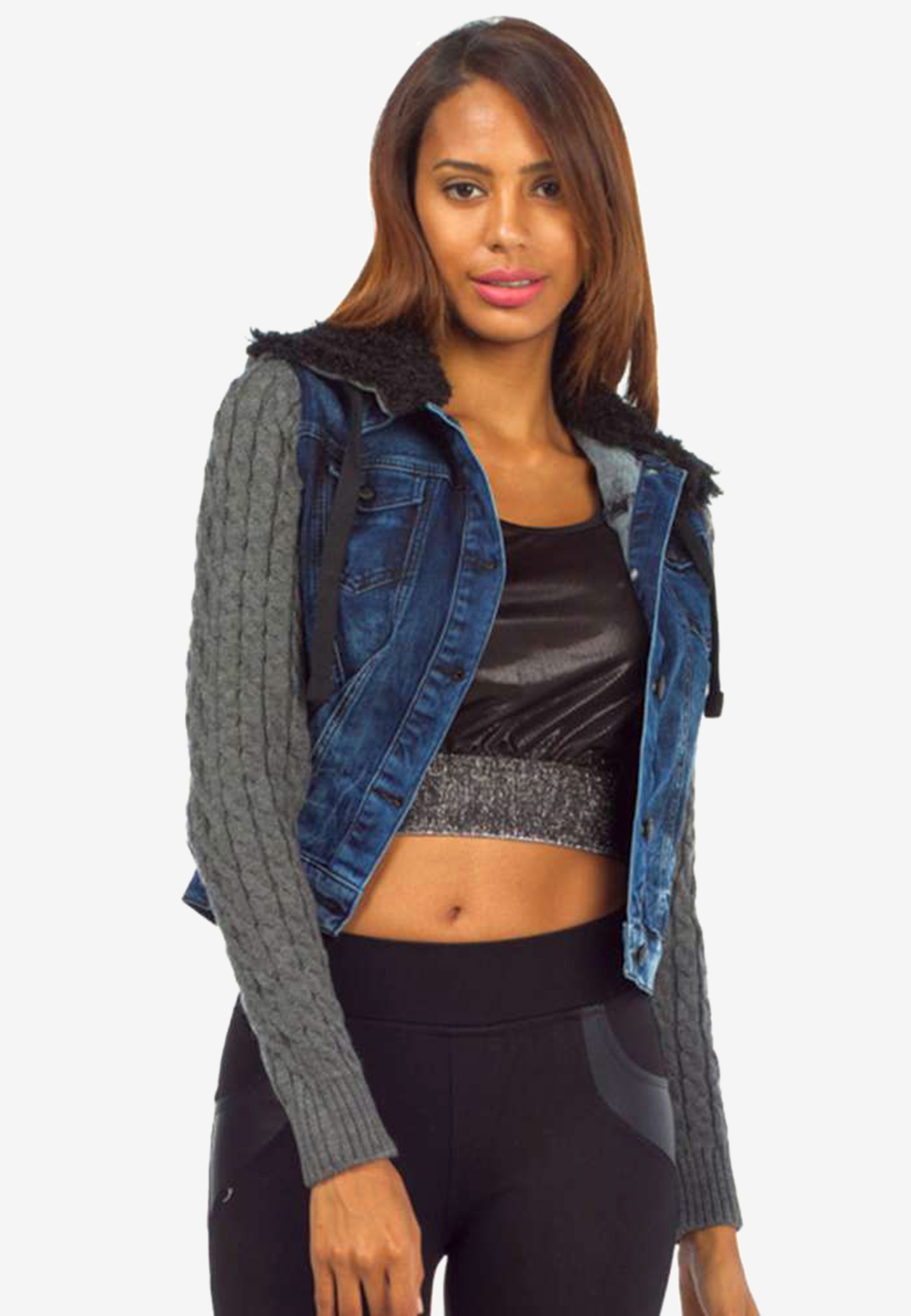 Cipo & Baxx Outdoorjacke, mit trendigen Wollärmeln