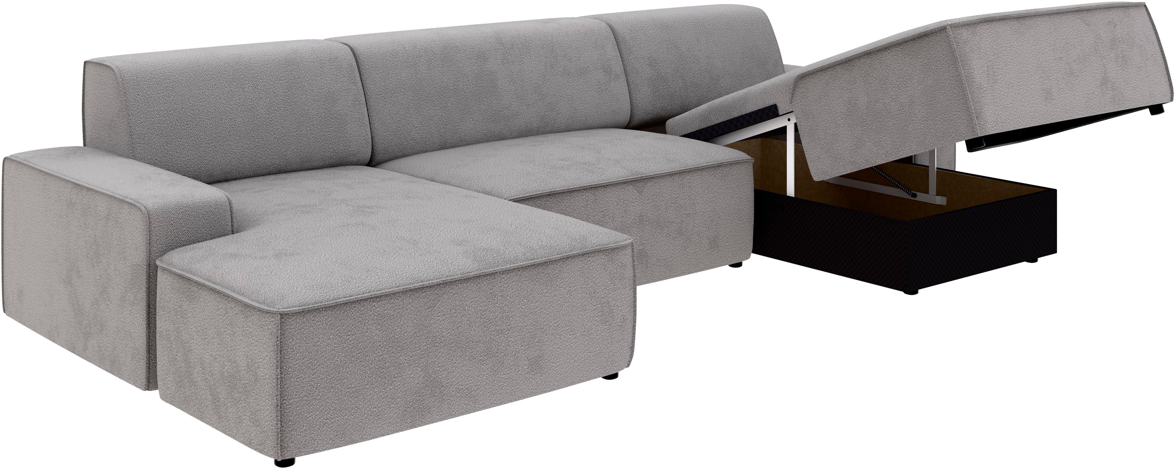 TRENDMANUFAKTUR Wohnlandschaft »Graz, wahlweise mit Sitzvorschub und Bettkasten, U-Form, Breite 329 cm«, in Cord-, haustierfreundlichem LEO Struktur- oder LUMOS-3D-Bezug