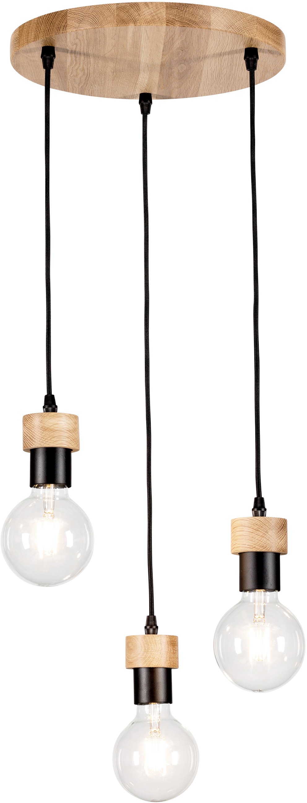 BRITOP LIGHTING Pendelleuchte »CLARTE«, 3 flammig, Leuchtmittel E27 | Leuchtmittel wechselbar-ohne Leuchtmittel, Naturprodukt aus Eichenholz, Nachhaltig mit FSC®-Zertifikat