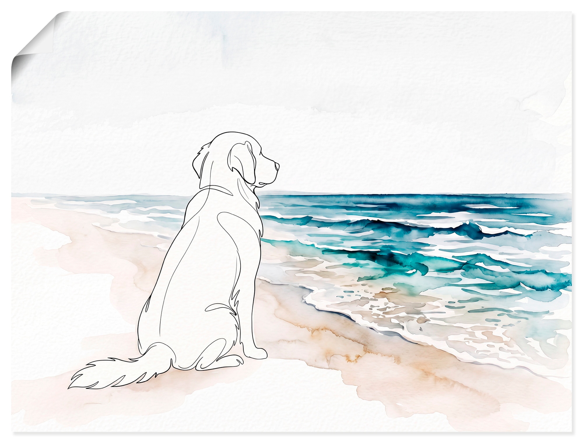OTTO home Wandbild "Hund am Meer" Hundebilder 1 Stk. tlg. als Poster oder Leinwandbild in versch. Größen
