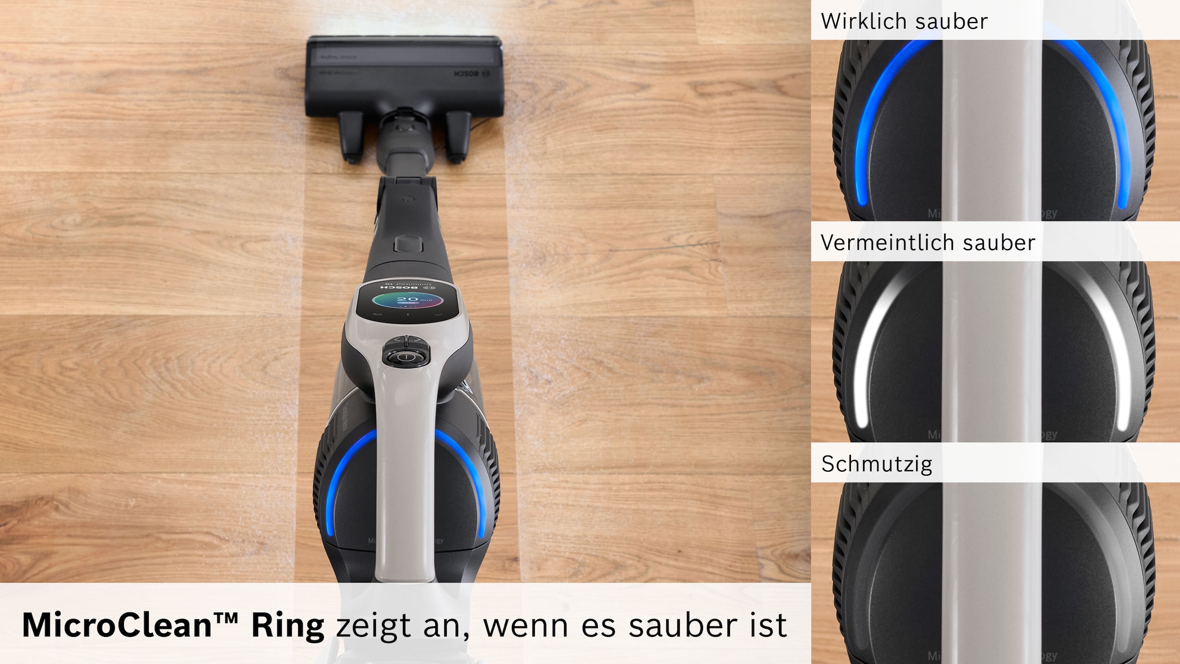 BOSCH Akku-Stielstaubsauger »Unlimited 10 BKS1051GQC, MicroClean™ Technology, Display, Knickrohr« HEPA-Filtersystem, 10 Jahre Motorgarantie, Schnellladegerät, grau