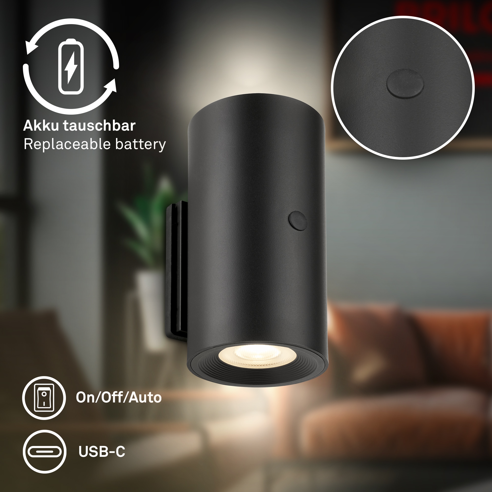 Briloner Leuchten LED Wandleuchte »ISY« LED-Modul 2 Stk. Warmweiß 6,1 x 12 cm (DxH) Schwarz 2 W ohne Stromanschluss Flur 2er-Set
