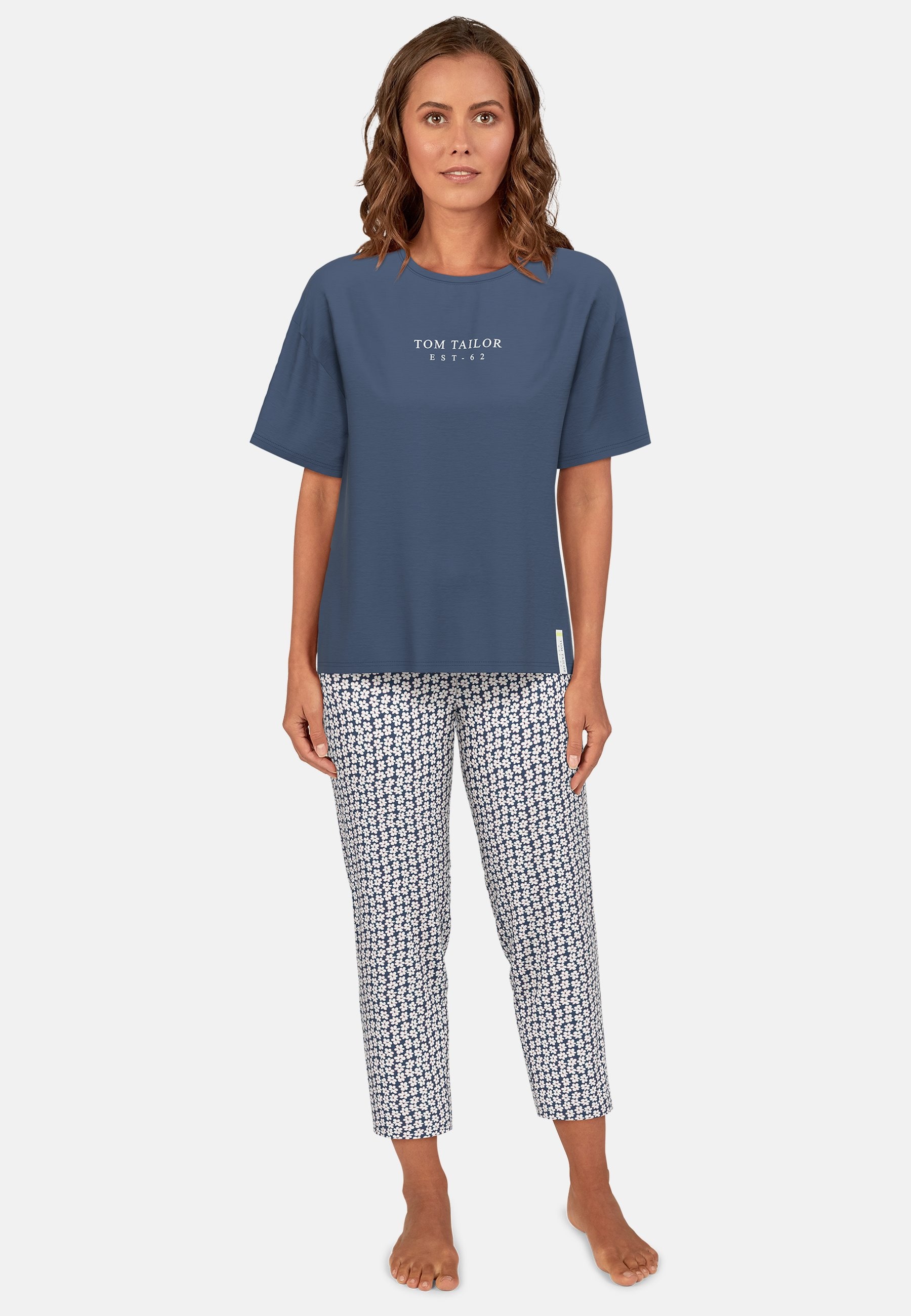 TOM TAILOR Capri-Pyjama, (2 tlg.), Hose mit Blümchenprint günstig online kaufen