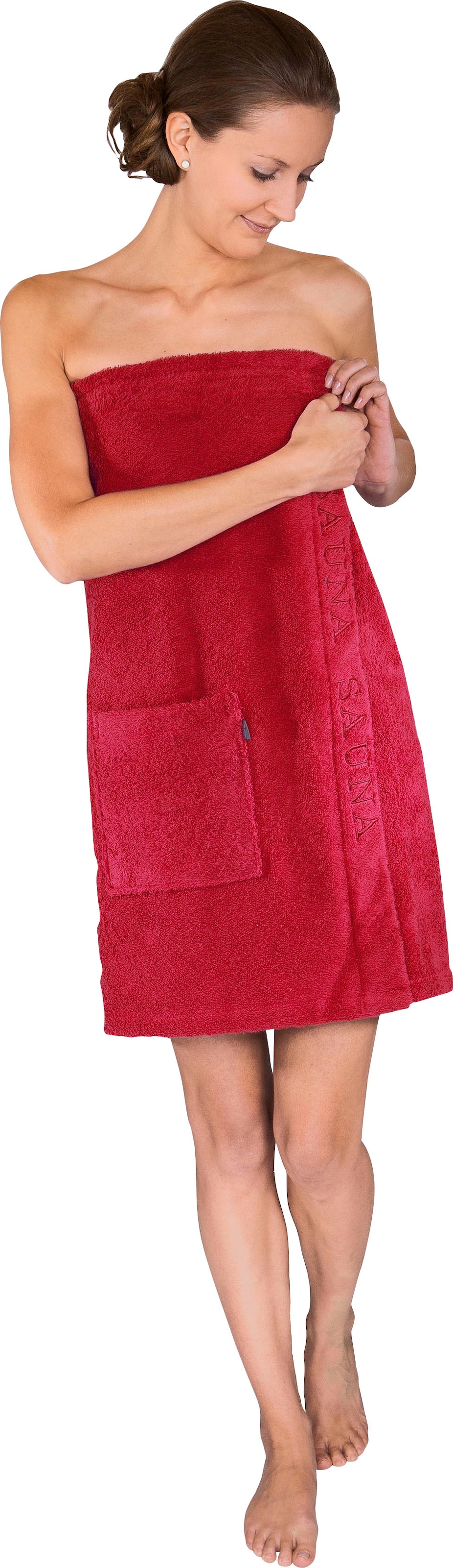 Wewo fashion Kilt "9534", (1 St.), Saunakilt für Damen, mit Klettverschluss & Stickerei Sauna