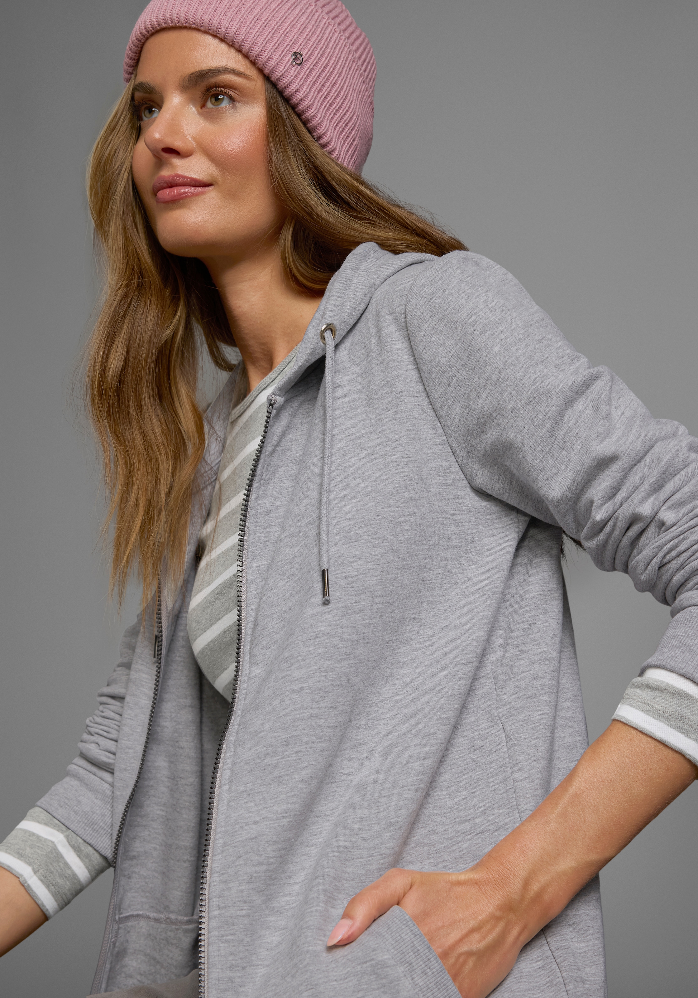 Flashlights Sweatjacke, in langer Form mit Zipper