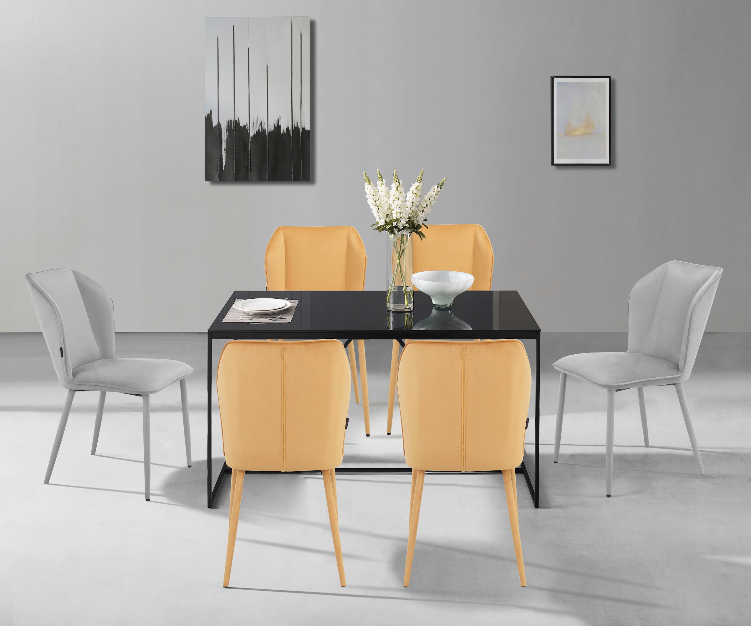 INOSIGN Esszimmerstuhl »Koa«, 2 St., Veloursstoff, in Velourstoff, mit Sitz und Rücken gepolstert, Sitzhöhe 49 cm
