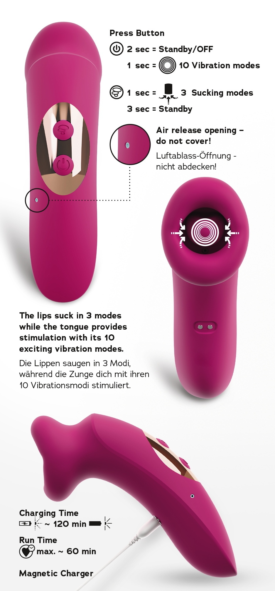 You2Toys Vibrator »Auflegevibrator Oral Fun Vibrator Sucking Mouth Vibrating Tongue«