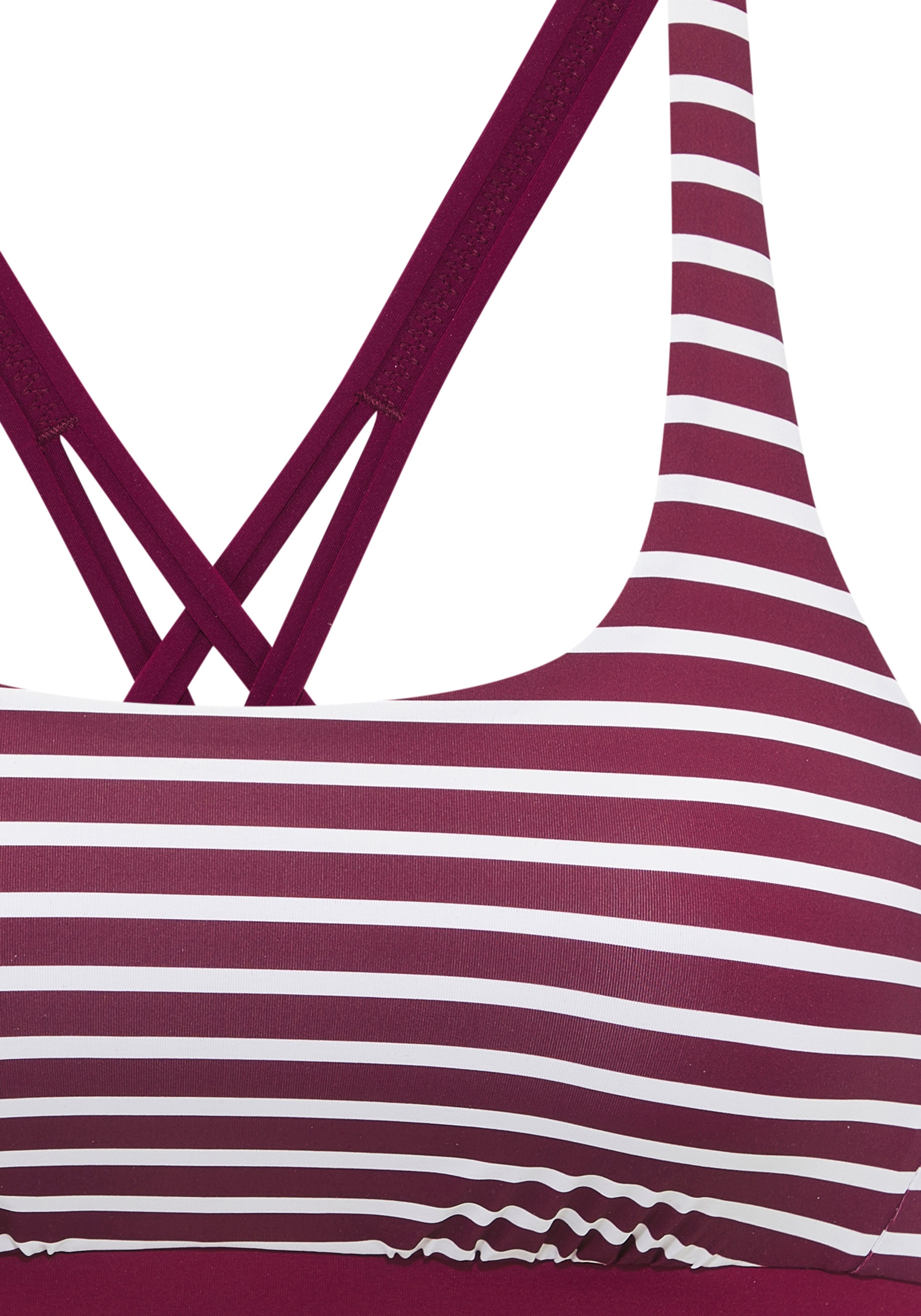 Bustier-Bikini-Top VENICE BEACH "Tadu", Damen, Gr. 44, N-Gr, bordeaux, weiß, Obermaterial: 84% Polyamid, 16% Elasthan. Futter: 92% Polyester, 8% Elasthan, Bikini-Oberteile, mit modischer Rückenlösung 4