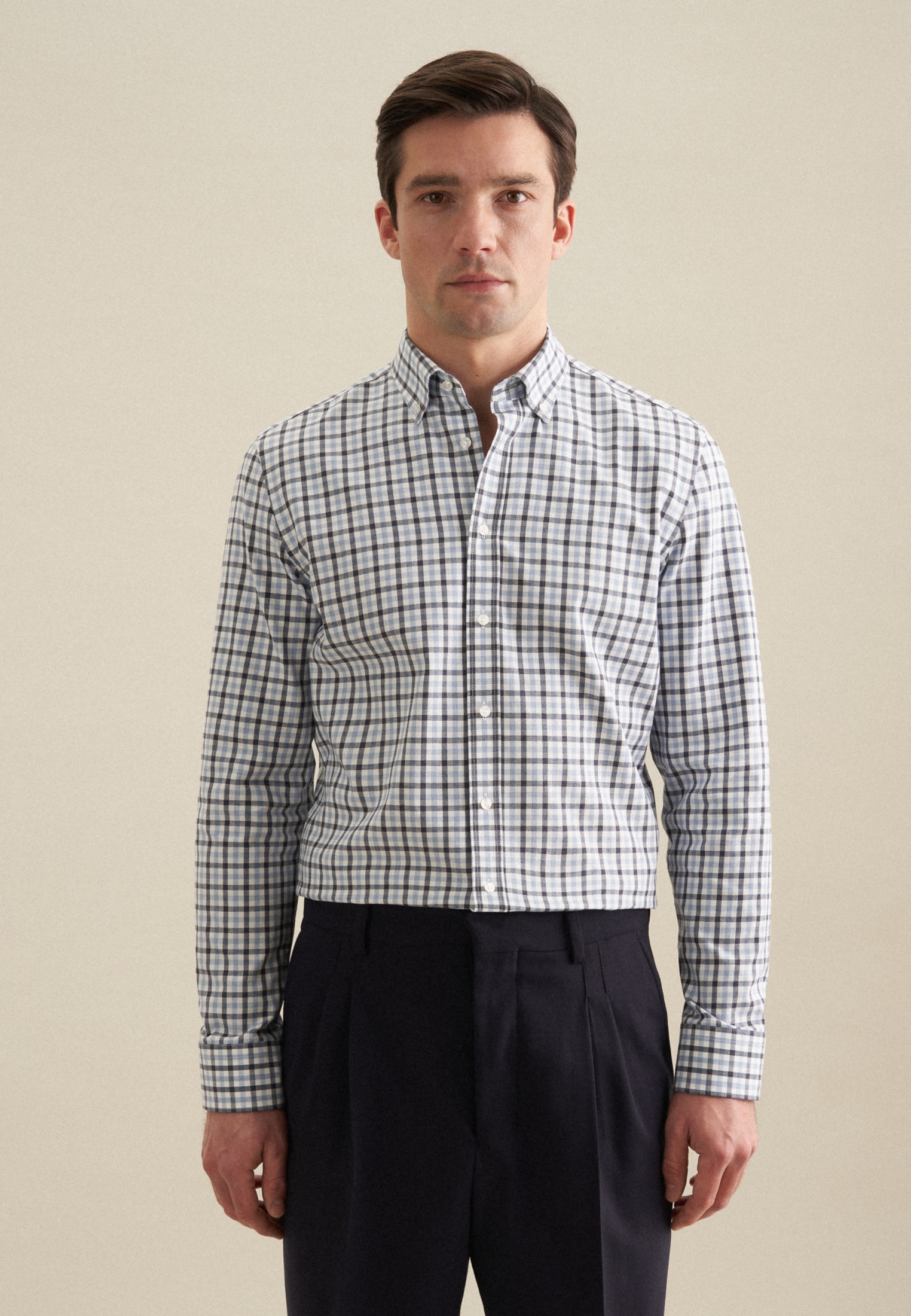 seidensticker Flanellhemd "Shaped", Shaped Langarm Button-Down-Kragen Karo