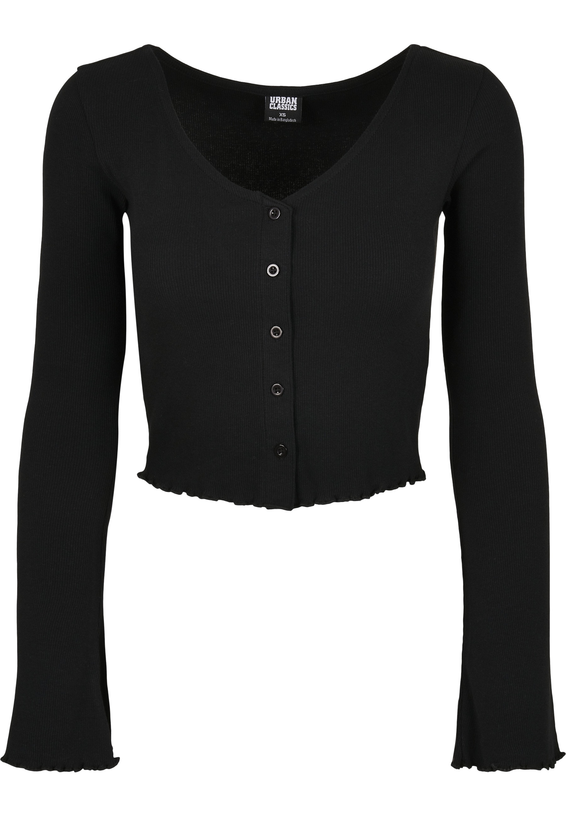 URBAN CLASSICS Langarmshirt "Urban Classics Damen Ladies Cropped Rib Cardigan" 1 Stk.
