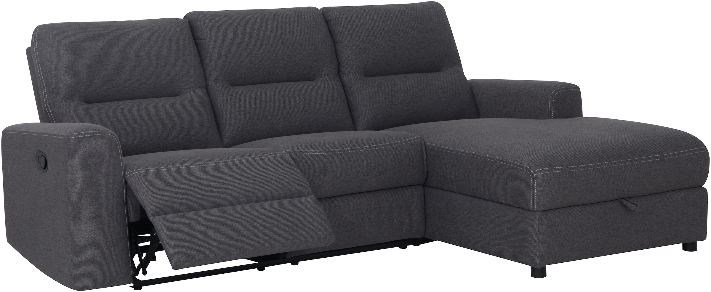 Home affaire Ecksofa »VENOIR, L-Form, 250 cm, manuelle u. elektrische Funktion (m. USB A/C)«, Stauraum unter der Recamiere, 2. Staufach, Federkern