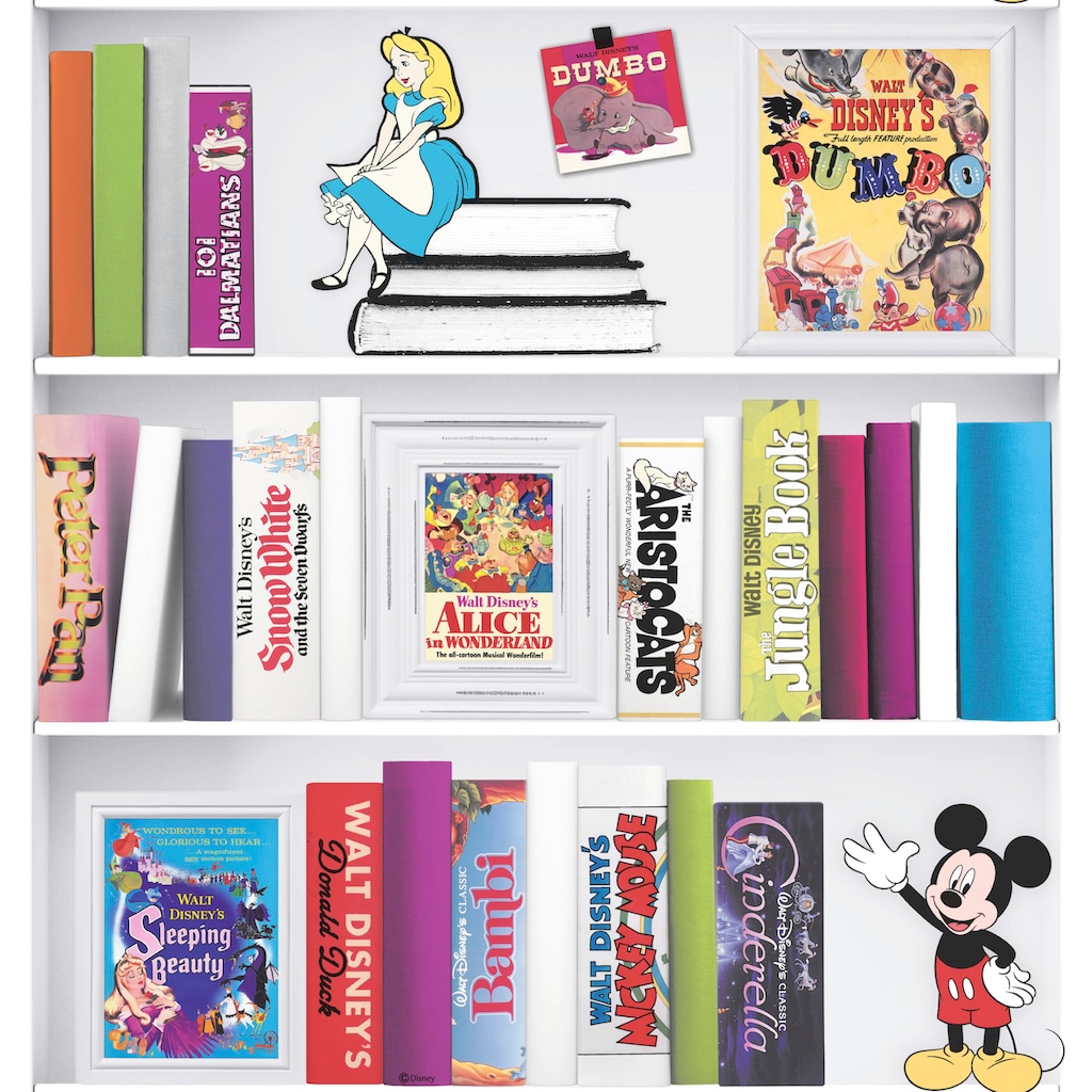 Disney Vliestapete »Bücherregal«, Mehrfarbig - 1005x52 cm