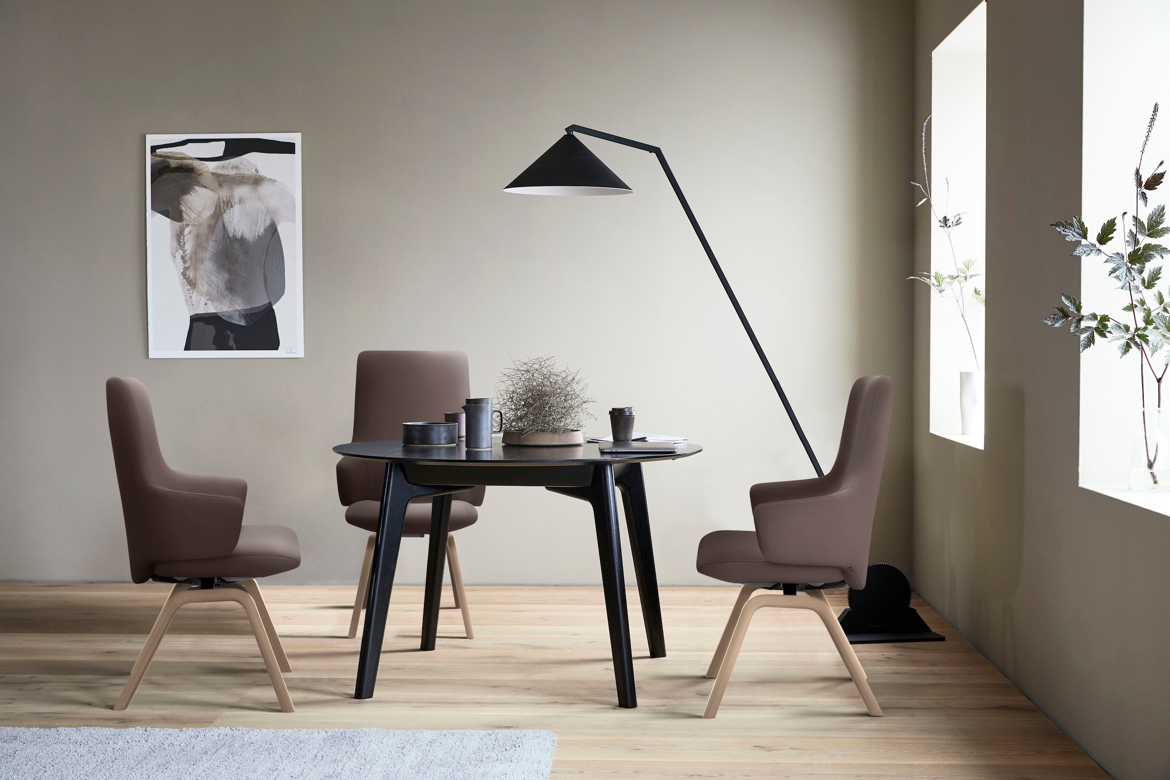 Stressless Polsterstuhl "Laurel" () High Back mit Armlehne, Größe L, mit schräggestellten Beinen