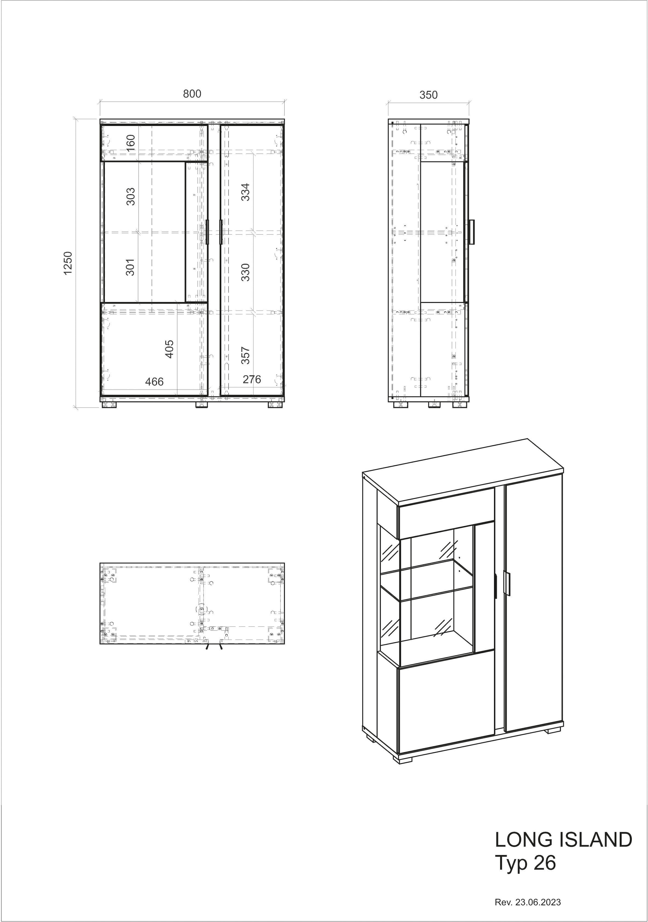 INOSIGN Vitrine »LONG ISLAND, Stauramvitrine«, (1 St.), in moderner Trendfarbe,inklusive senkrechter Beleuchtung,Breite 80 cm