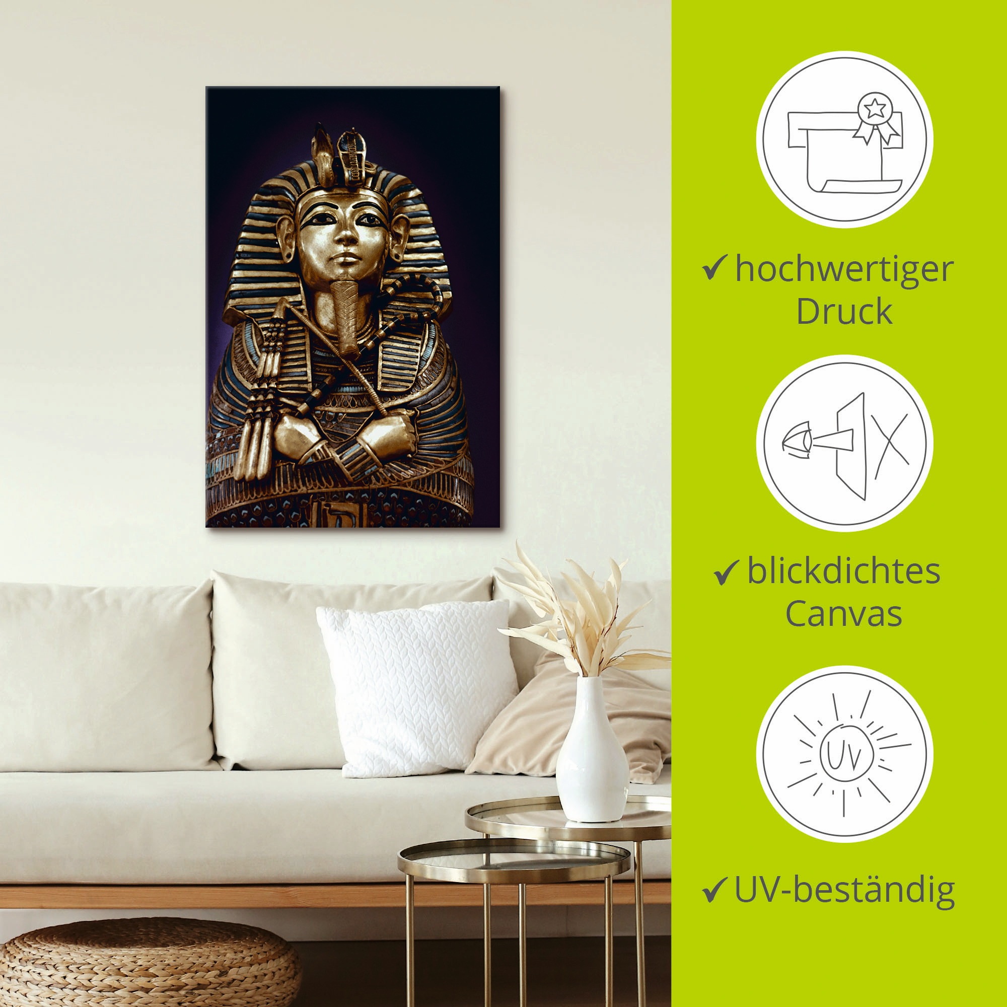 Artland Wandbild »Grabbüste von König Tutanchamun«, Menschen, (1 St.), als Leinwandbild, Poster in verschied. Größen