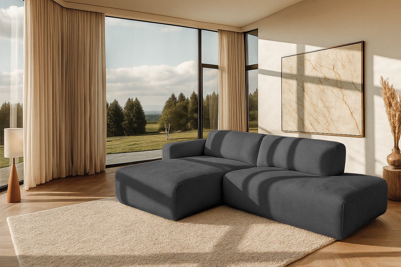 OTTO home Ecksofa "Myrland Kompaktsofa" Breite 263 cm, Chenille, Easy Clean Stoff, mit Kaltschaum