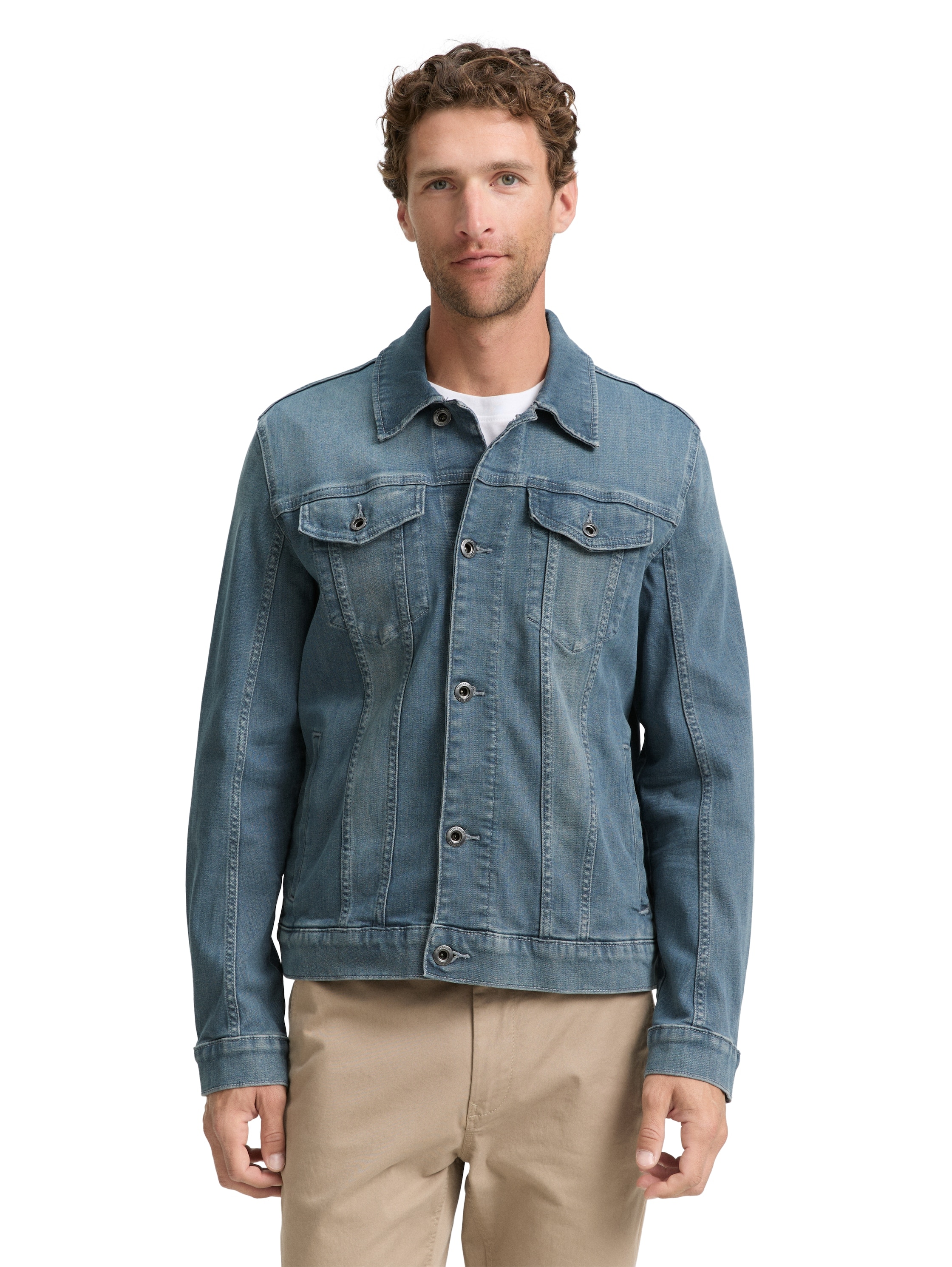 TOM TAILOR Jeansjacke, ohne Kapuze, mit Knopfleiste und Stretch-Anteil günstig online kaufen