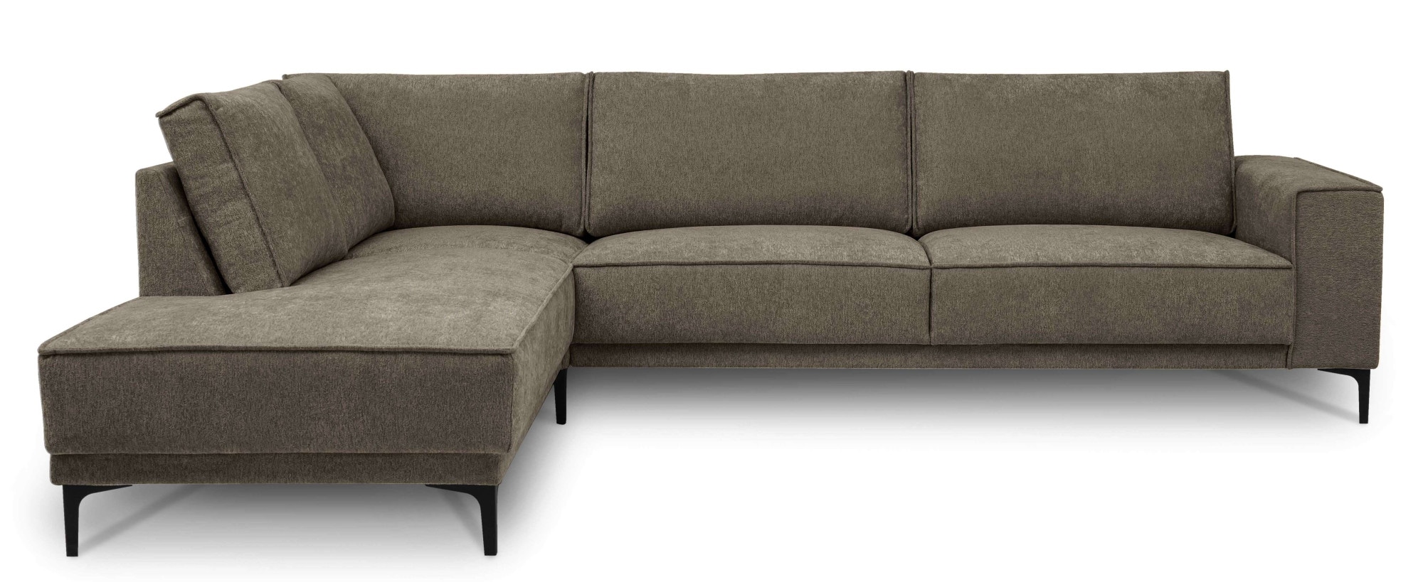 Places of Style Ecksofa »Polsterecke Oland, Struktur, Flachgewebe, Luxus-Microfaser, Boucle«, L-Form, 289 cm, Wellenunterfederung, Skandi-Design, Metallfüße