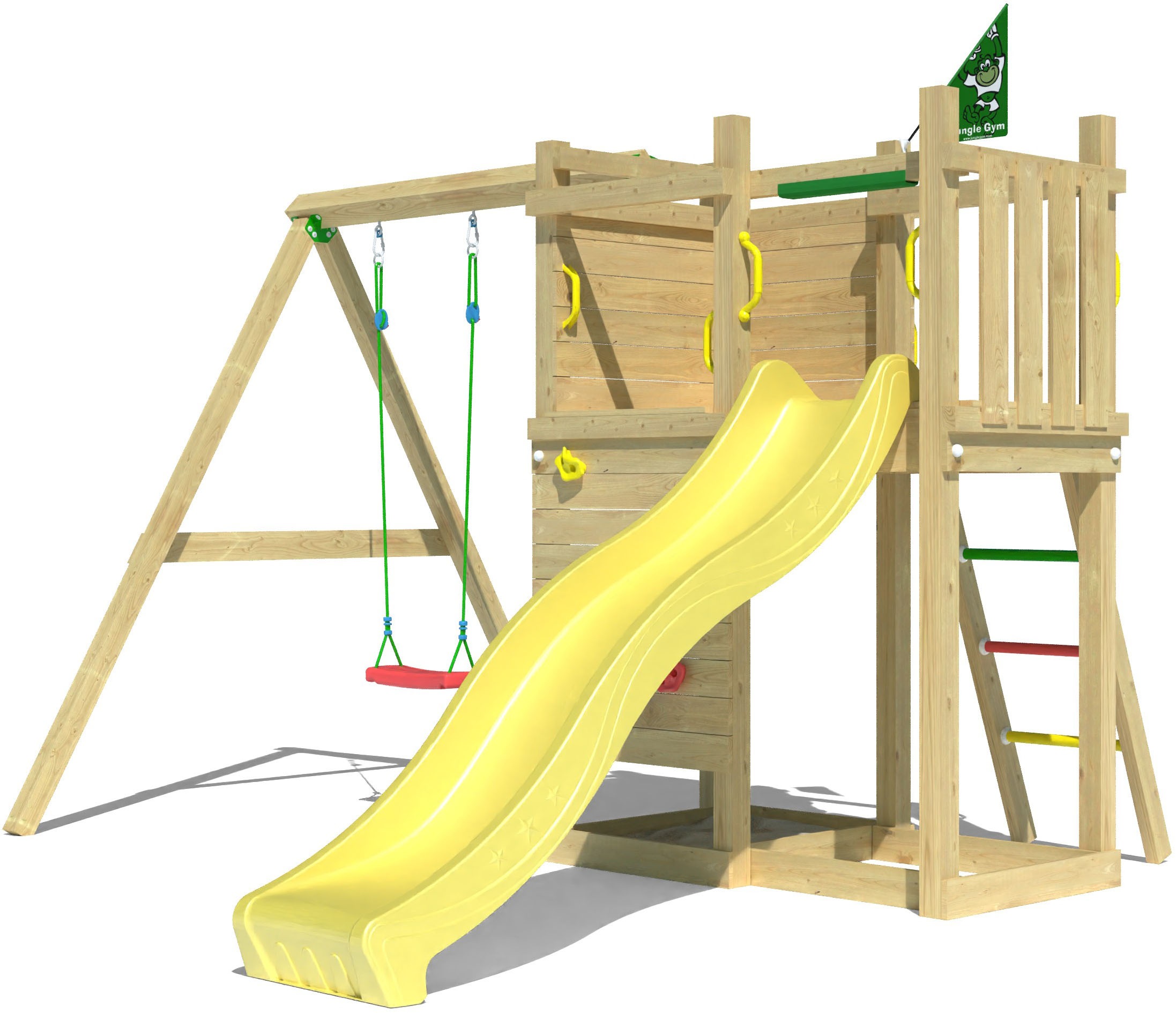 Jungle Gym Spielturm »Deck«, (Set), Spielanlage mit Schaukel und Rutsche mit Wasseranschluss