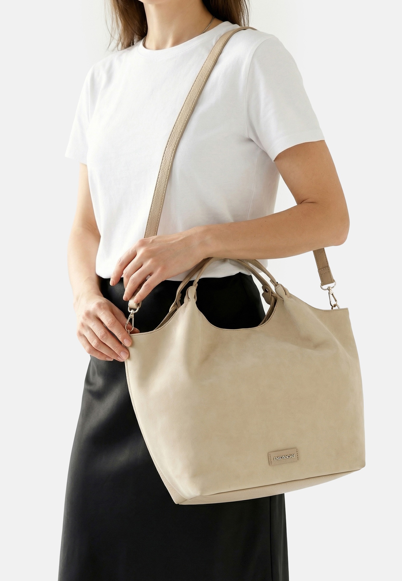 Shopper EMILY & NOAH "Shopper E&N Jeanna", Damen, Gr. B/H/T: 52cm x 30cm x 14cm 0, beige (beige 400), Polyurethan, Taschen Shopper 3