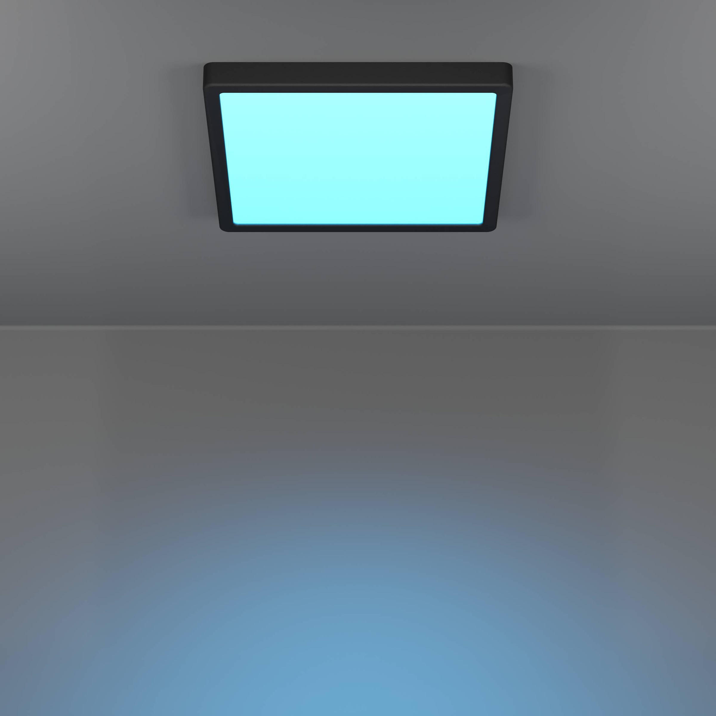 EGLO Aufbauleuchte »Fueva 6-Z Deckenlampe, ZigBee, App und Sprachsteuerung, Badlampe, IP44« LED-Modul 1 Stk. Kaltweiß | RGB Aufbauleuchte - L29,5 x B29,5 x H2,5 cm - schwarz - 13,5W inkl.