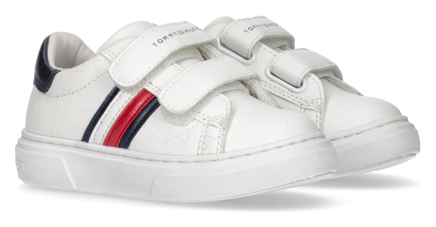 Tommy Hilfiger Sneaker »STRIPES LOW CUT VELCRO SNEAKER WHITE/BLUE« mit Klettverschluss JW10513