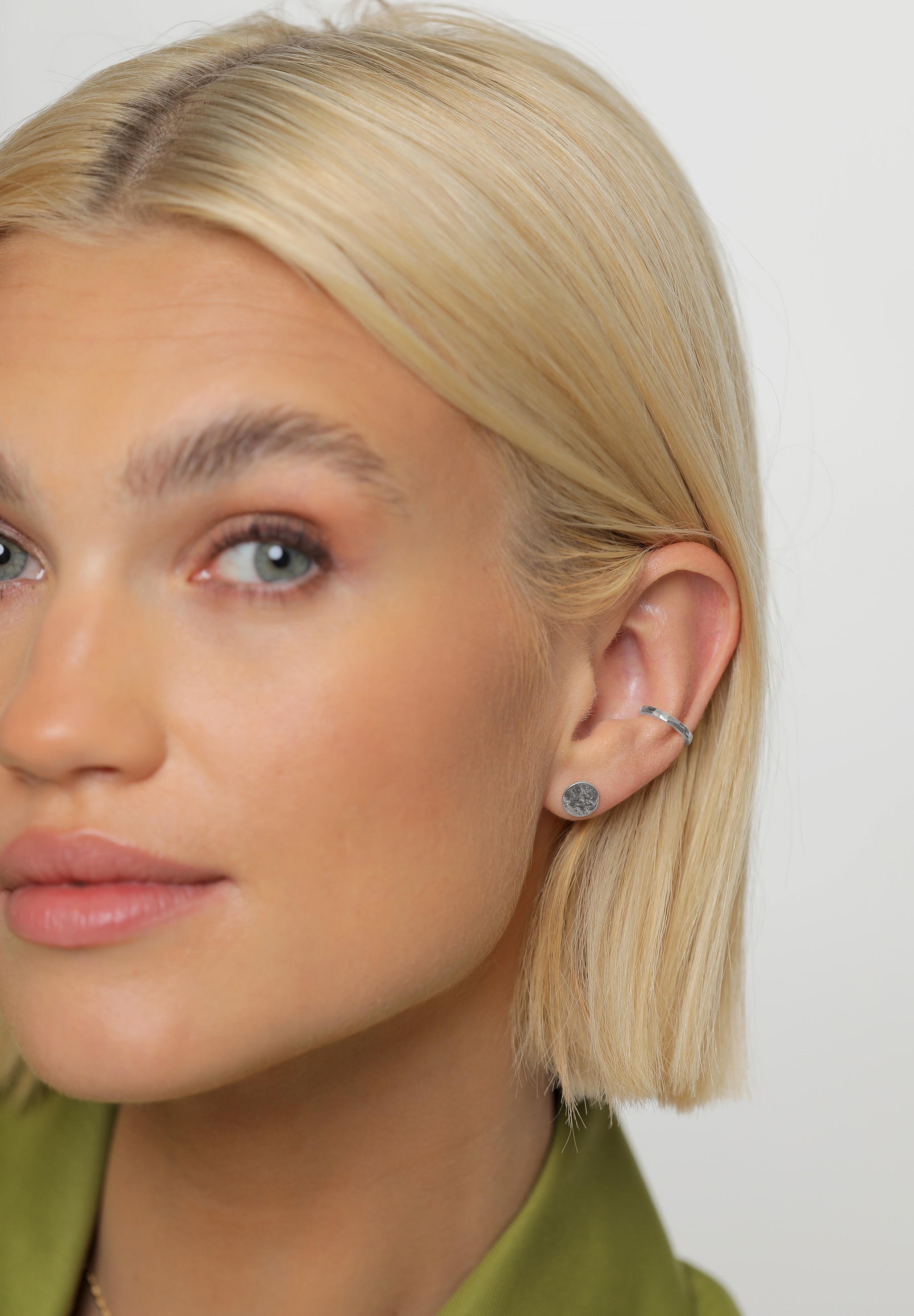 Elli Paar Ohrstecker »Plättchen Rund Struktur Silber 925«