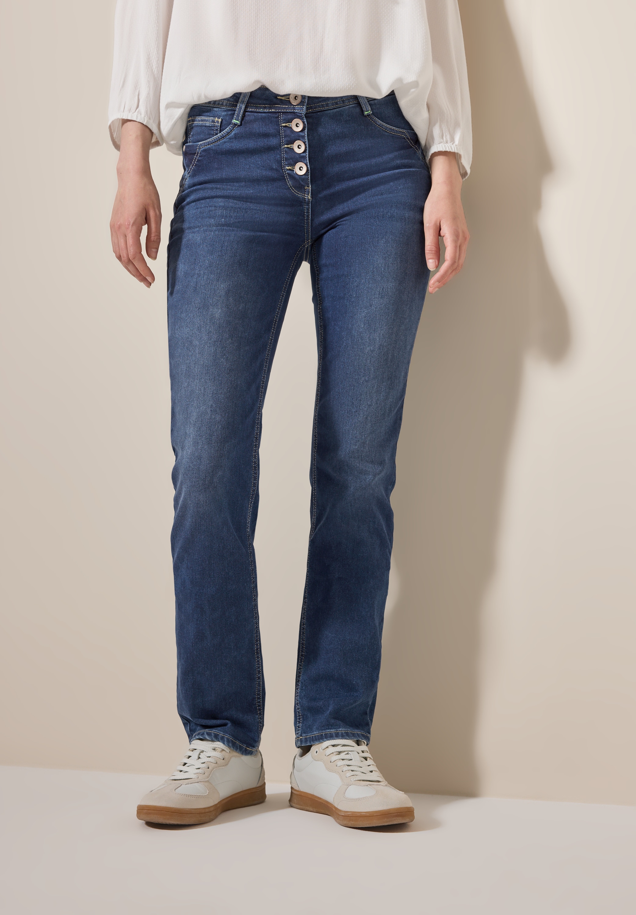 Cecil Straight-Jeans mit Knopfleiste