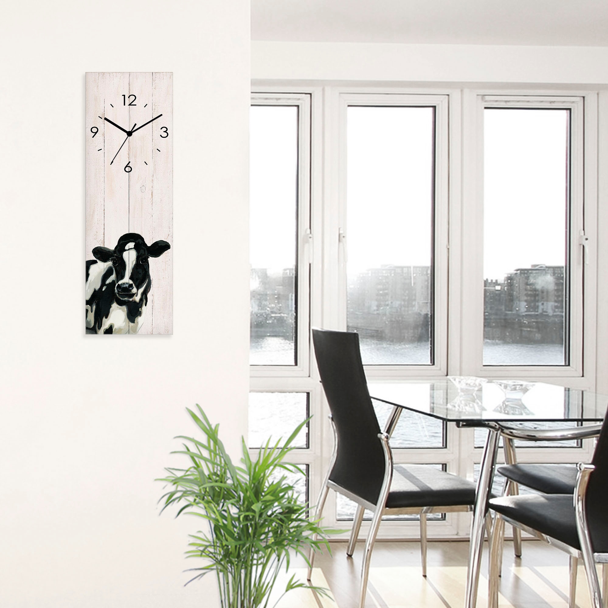 Artland Wanduhr »Kuh (in Holzoptik)«, wahlweise mit Quarz- oder Funkuhrwerk, lautlos ohne Tickgeräusche
