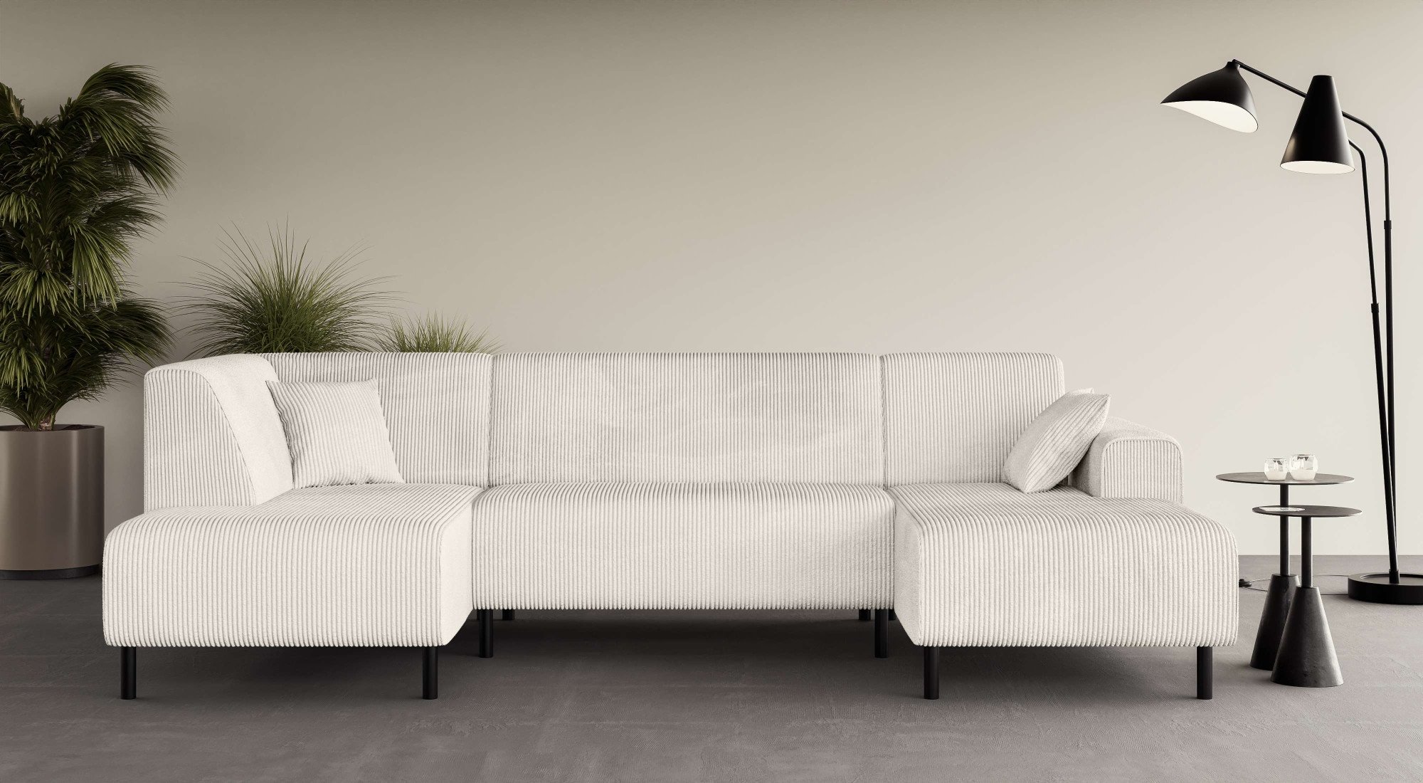 OTTO home Wohnlandschaft "ARROS U-Form mit Wellenunterfederung, Maße B/T/H: 300/163/81 cm" incl. Zierkissen, mit Recamiere links/rechts bestellbar, auch in Cord