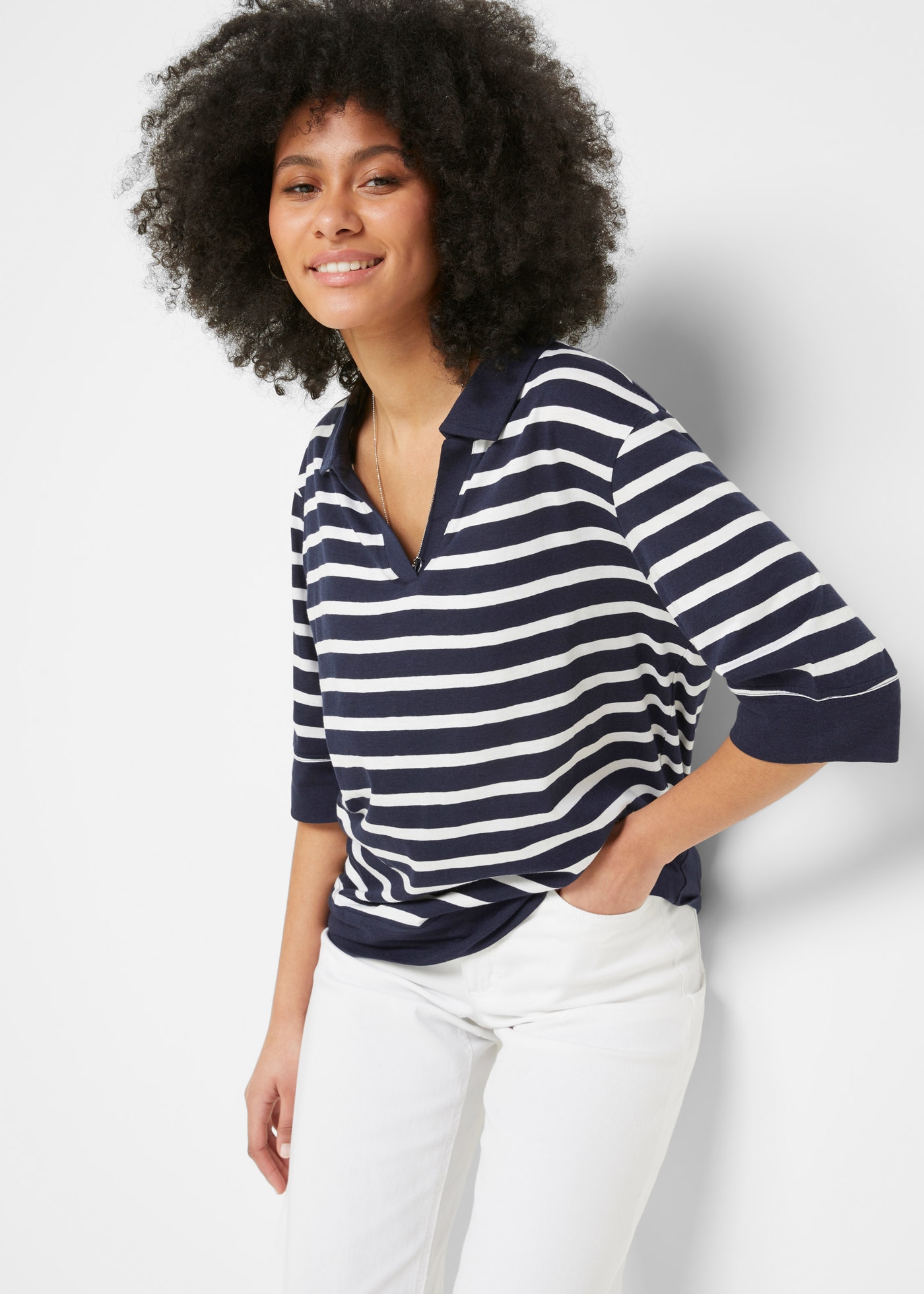 bonprix 2 Stk. Oversize Passform, mit Halbarm, gestreiftes Design