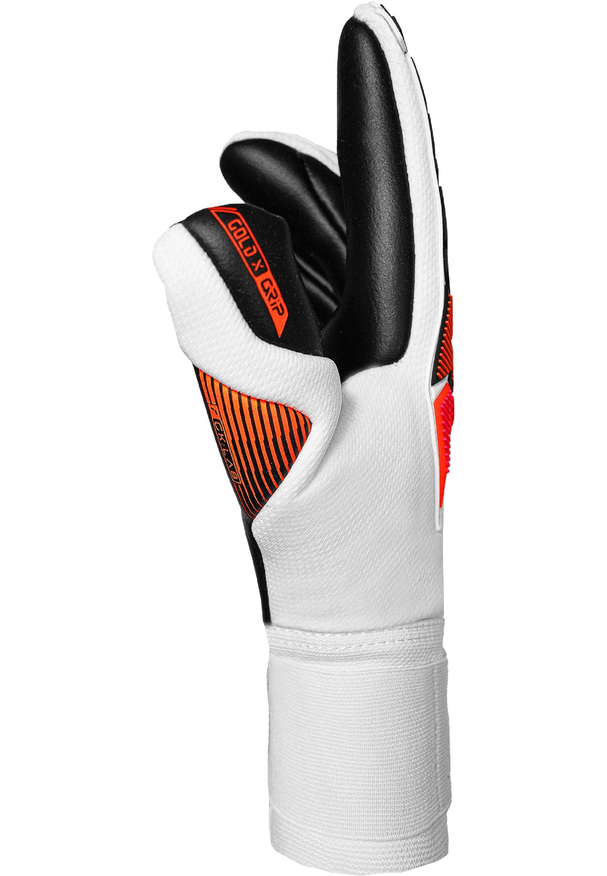 Torwarthandschuhe REUSCH "Attrakt Freegel Gold X", Damen, Gr. 7.5, weiß, orange, 42% Latex, 29% Polyester, 3% Polyamid, 2% Polyurethan, Handschuhe, mit Profi-Haftschaum für tollen Grip 3