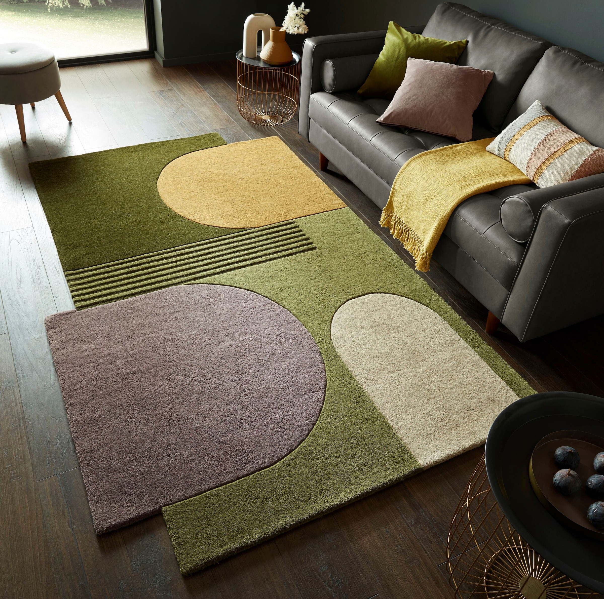 FLAIR RUGS Wollteppich »Lozenge«, rechteckig, 10 mm Höhe, Kurzflor, Retro Muster