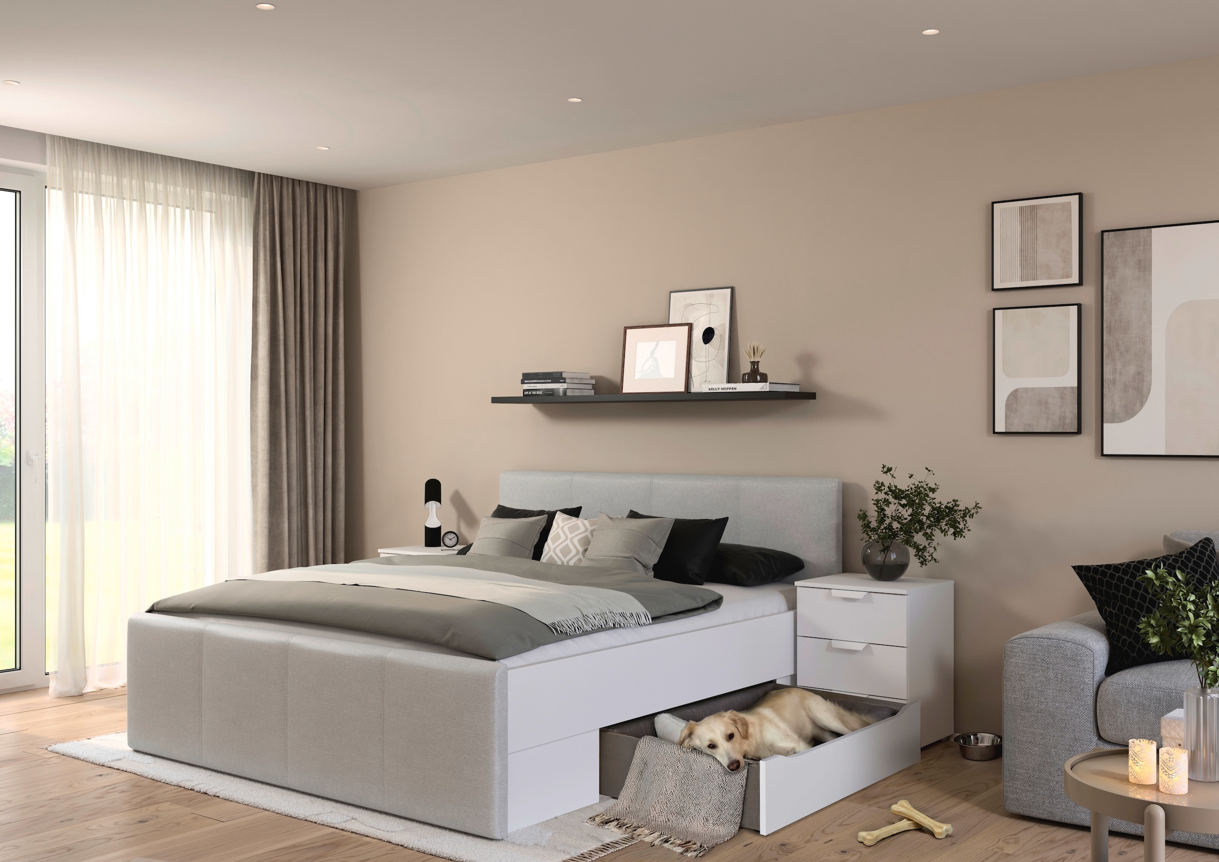 rauch Bett "Doppelbett Polsterbett Stauraumbett AGORDO", (180x200 cm), prak günstig online kaufen