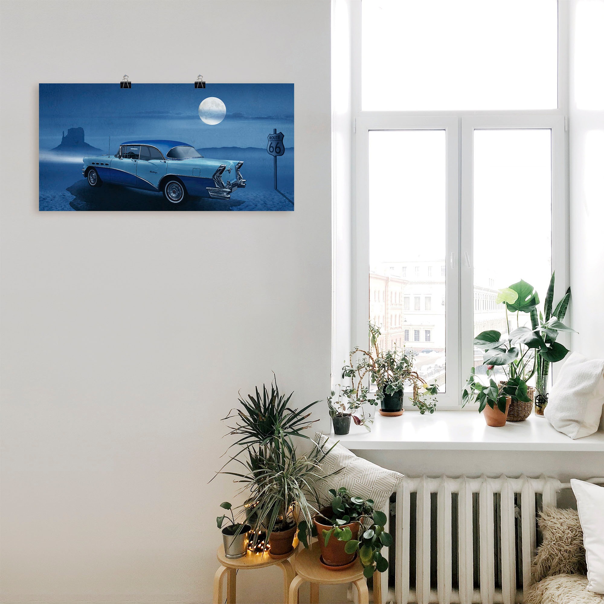 Artland Wandbild "Blaue Nacht auf der Route 66", Auto, (1 St.), als Leinwan günstig online kaufen