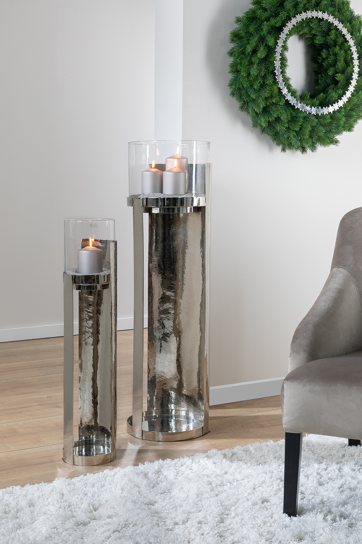 Fink Windlicht »MANIAC«, (1 St.), Kerzenhalter, Säule aus Edelstahl, mit Glaszylinder