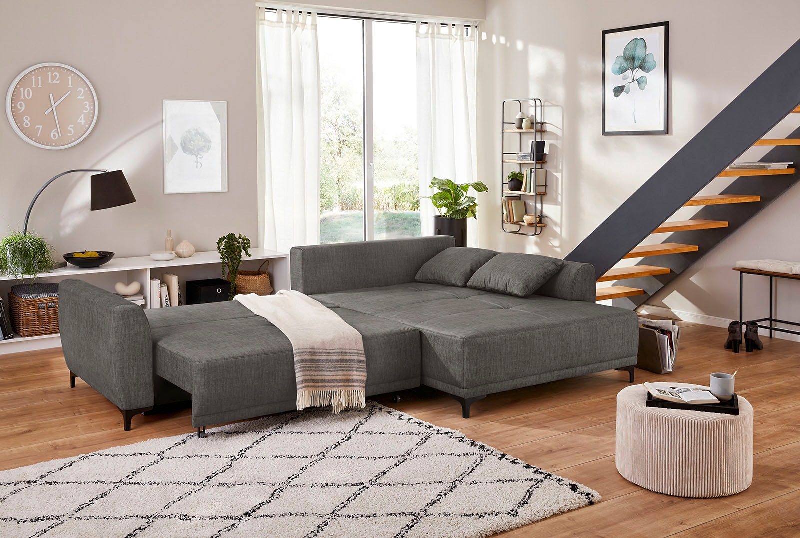 Thumbnail - Jockenhöfer Gruppe Ecksofa "Aviano L-Form" inkl. praktischer Bettfunktion, Stauraum/Bettkasten, Wellenfederung