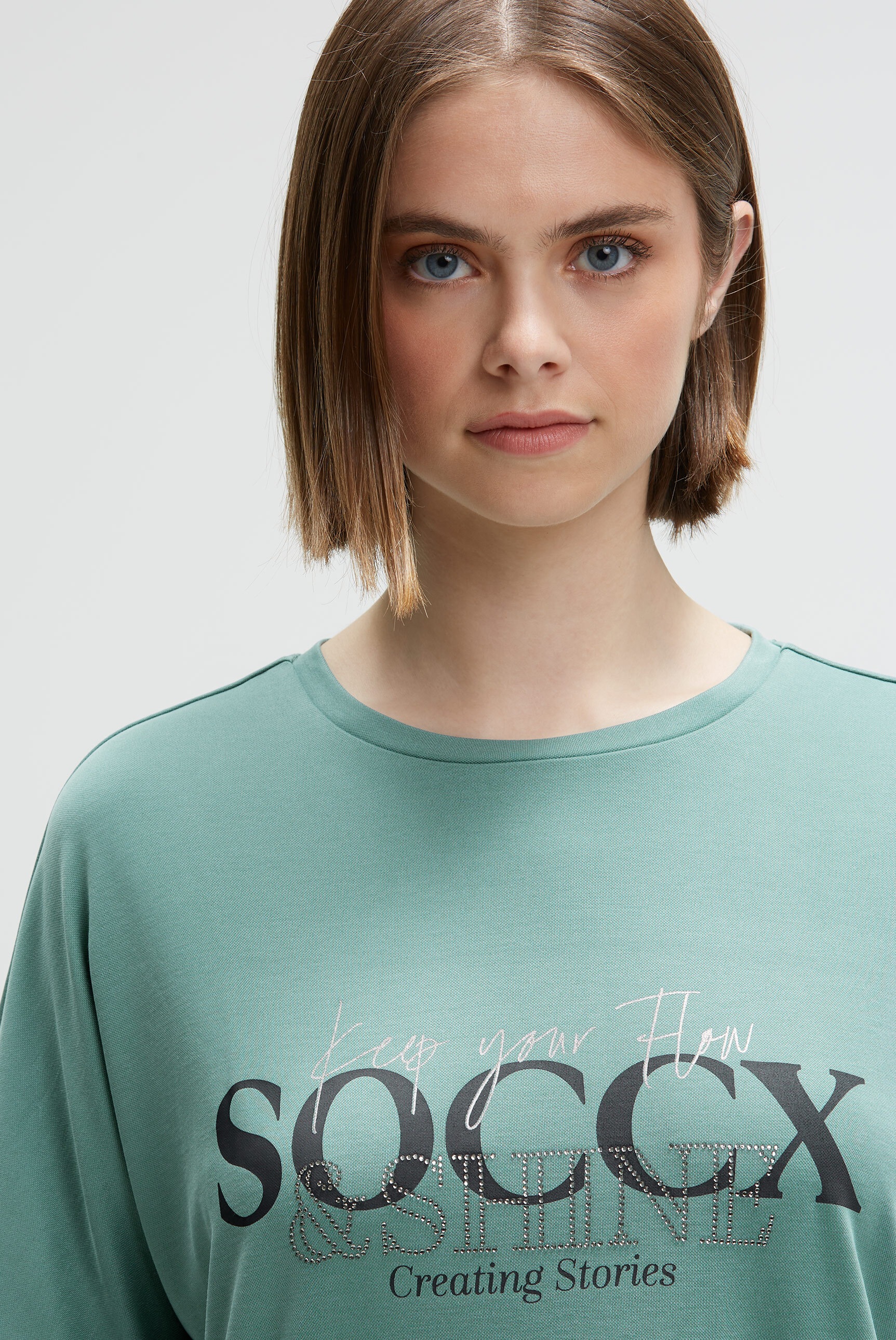 SOCCX Rundhalsshirt mit Fledermausärmeln